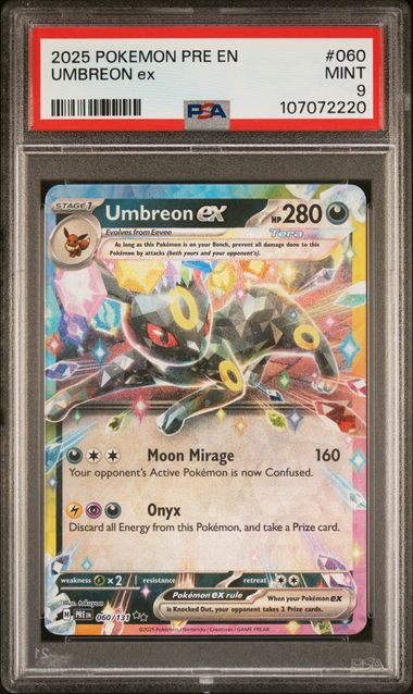 2025 Pokemon Pre En-Prismatic Evolutions Umbreon Ex #060 Mint 9 front