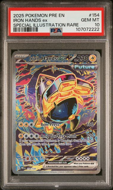 2025 Pokemon Pre En-Prismatic Evolutions Iron Hands Ex #154 (Special Illustration Rare) Gem Mt 10 front