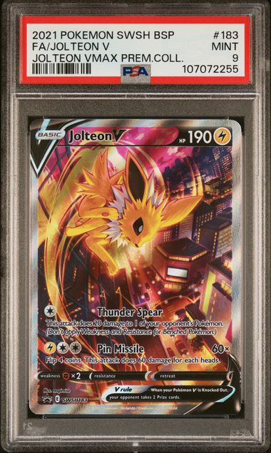2021 Pokemon Swsh Black Star Promo Fa/Jolteon V #183 (Jolteon Vmax Prem.coll.) Mint 9 front