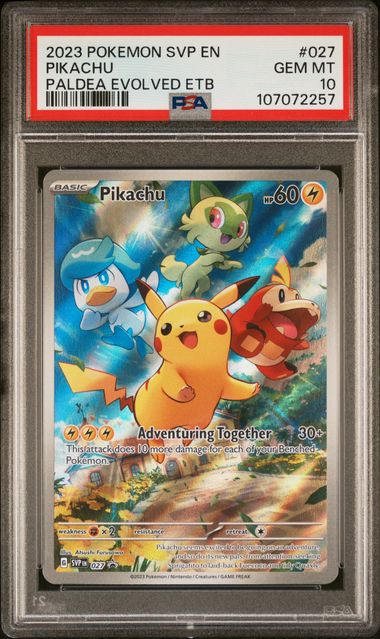 2023 Pokemon Svp En-Sv Black Star Promo Pikachu #027 (Paldea Evolved Etb) Gem Mt 10 front