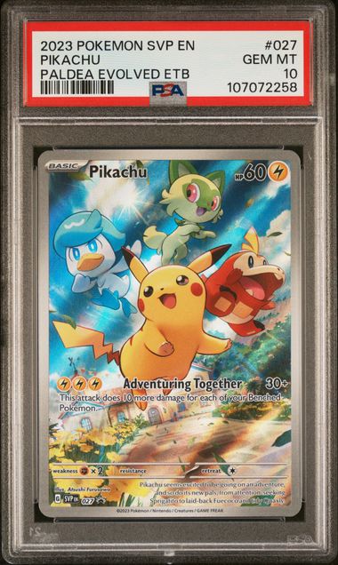 2023 Pokemon Svp En-Sv Black Star Promo Pikachu #027 (Paldea Evolved Etb) Gem Mt 10 front