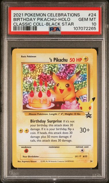 2021 Pokemon Celebrations Classic Collection Birthday Pikachu-Holo #24 (Classic Coll-Black Star) Gem Mt 10 front