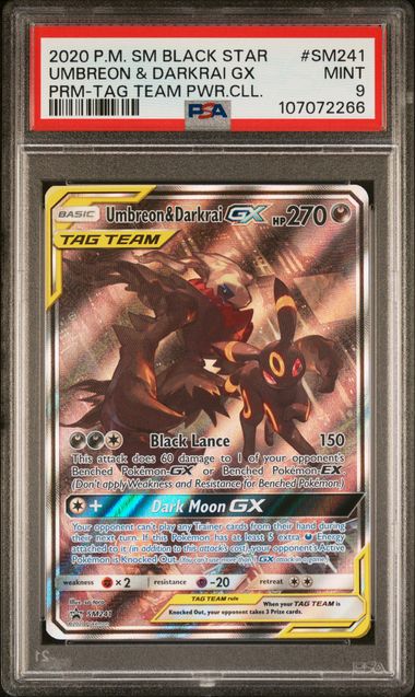 2020 Pokemon Sm Black Star Promo Umbreon & Darkrai Gx #Sm241 (Prm-Tag Team Pwr.cll.) Mint 9 front