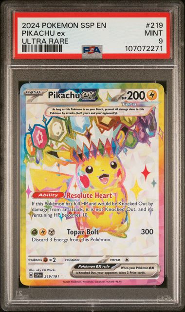 2024 Pokemon Ssp En-Surging Sparks Pikachu Ex #219 (Ultra Rare) Mint 9 front