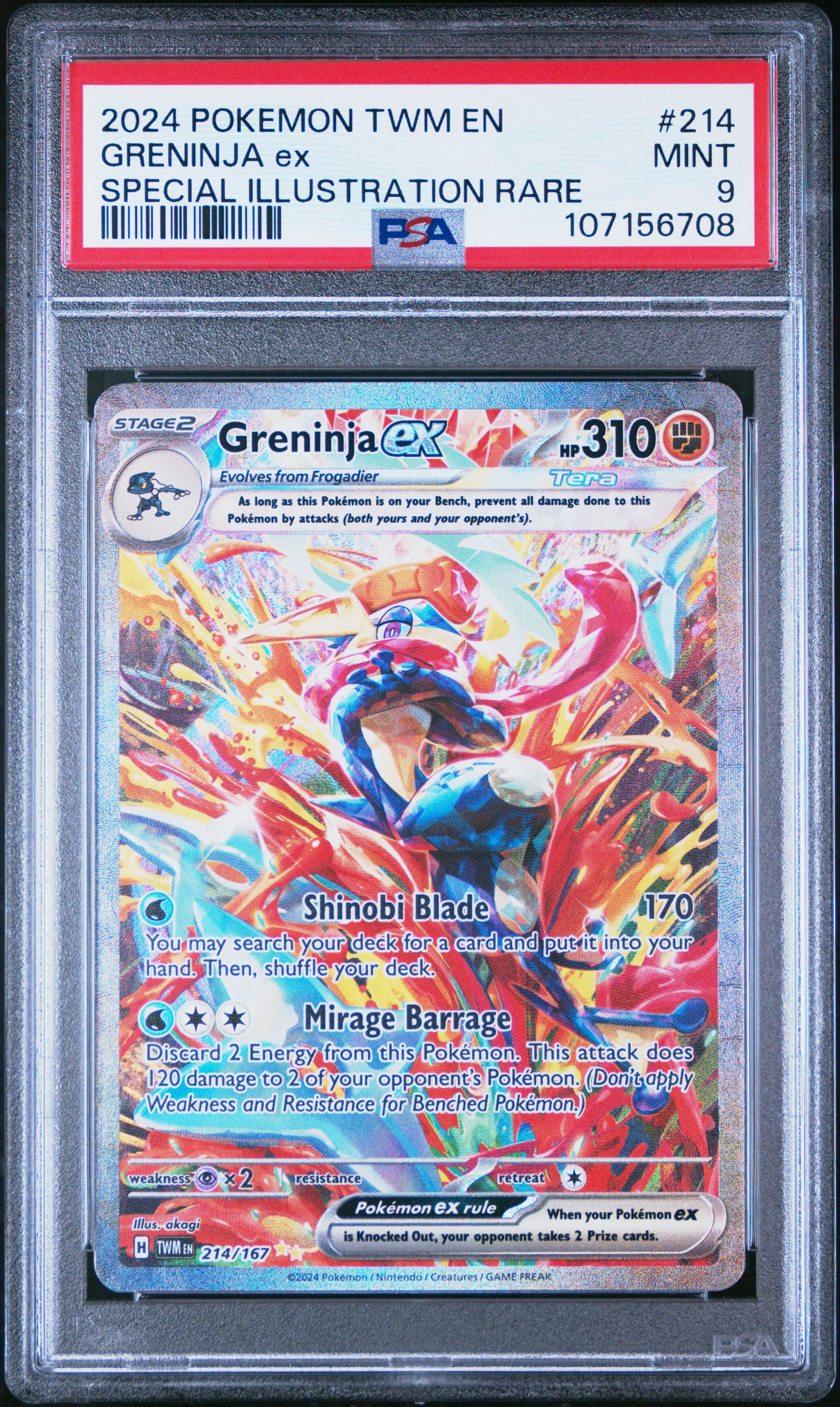 2024 Pokemon Twm En-Twilight Masquerade Greninja Ex #214 (Special Illustration Rare) Mint 9 front