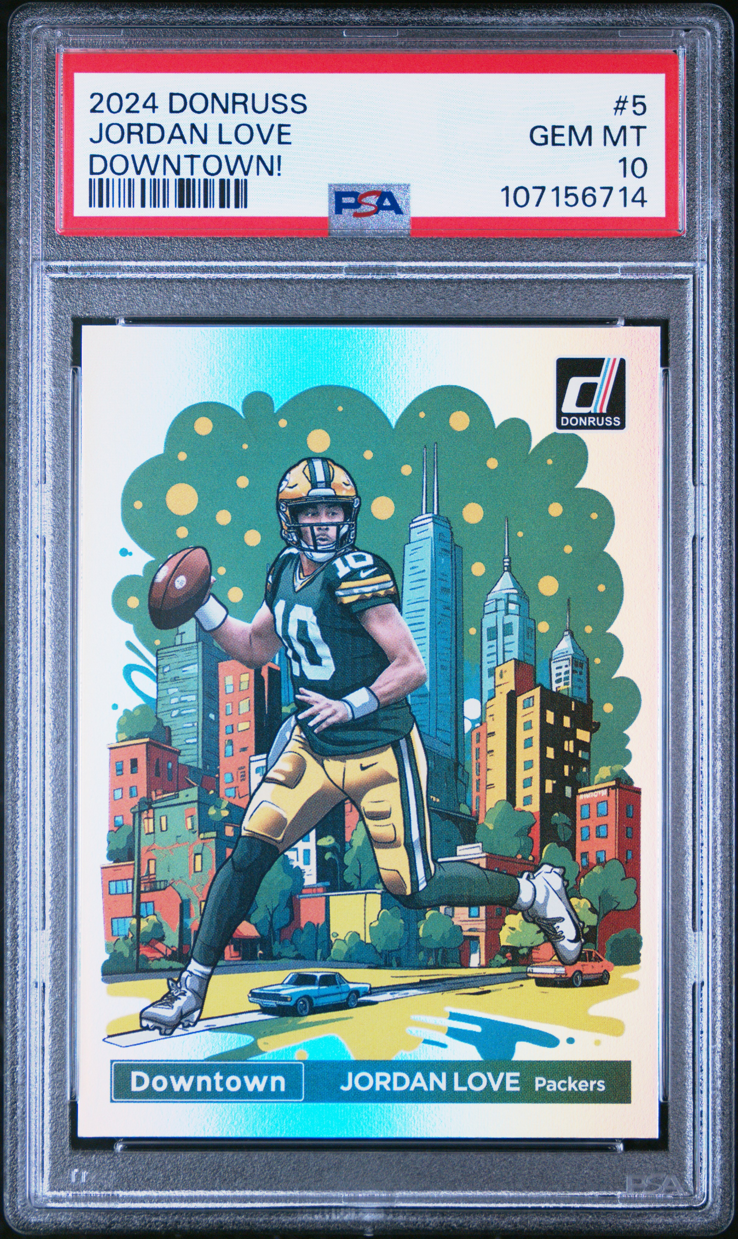 2024 Panini Donruss Downtown! Jordan Love #5 Gem Mt 10 front