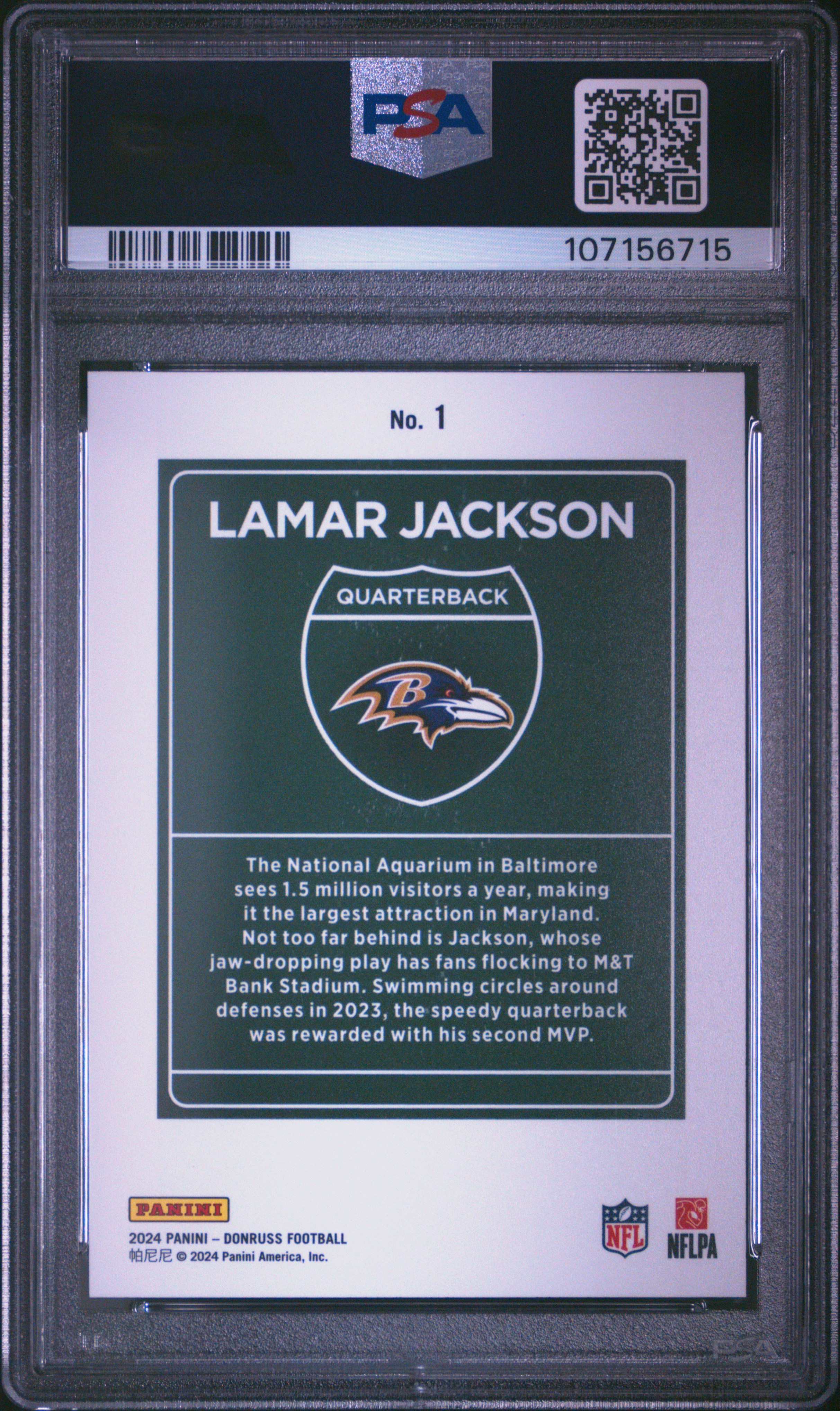 2024 Panini Donruss Downtown! Lamar Jackson #1 Mint 9 back