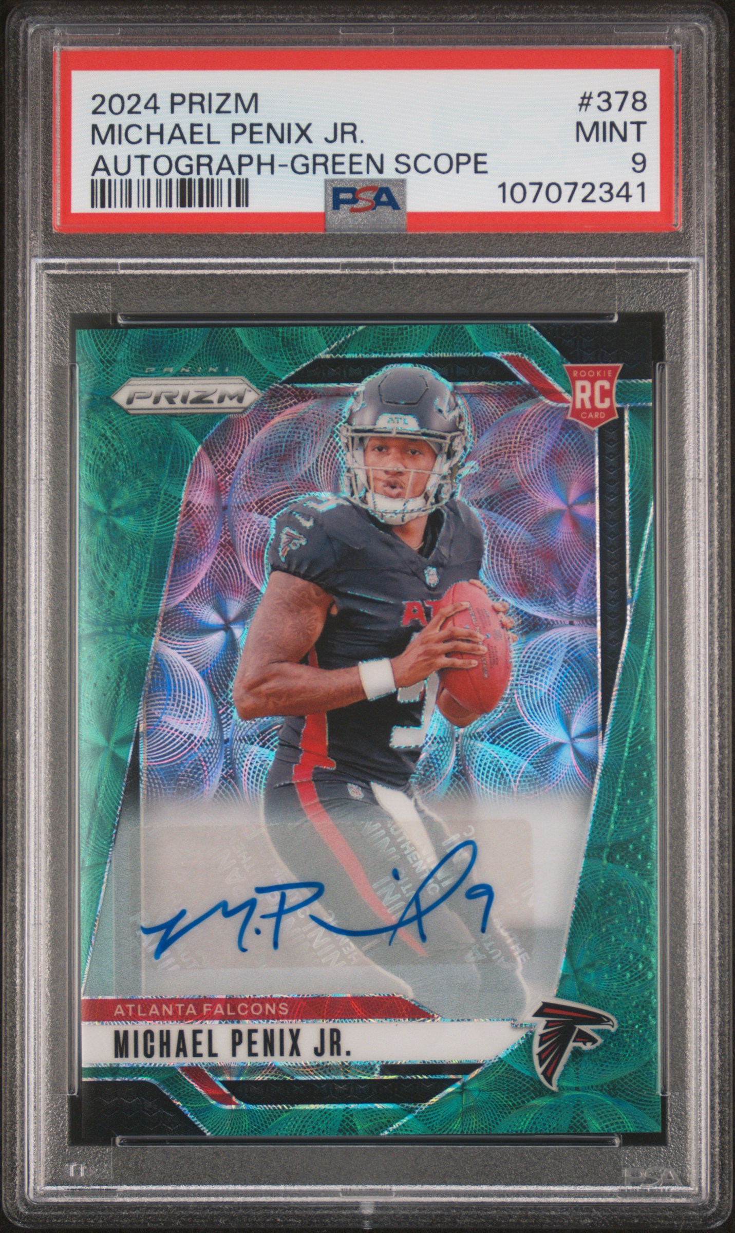 2024 Panini Prizm Michael Penix Jr. #378 (Autograph-Green Scope) Mint 9 front