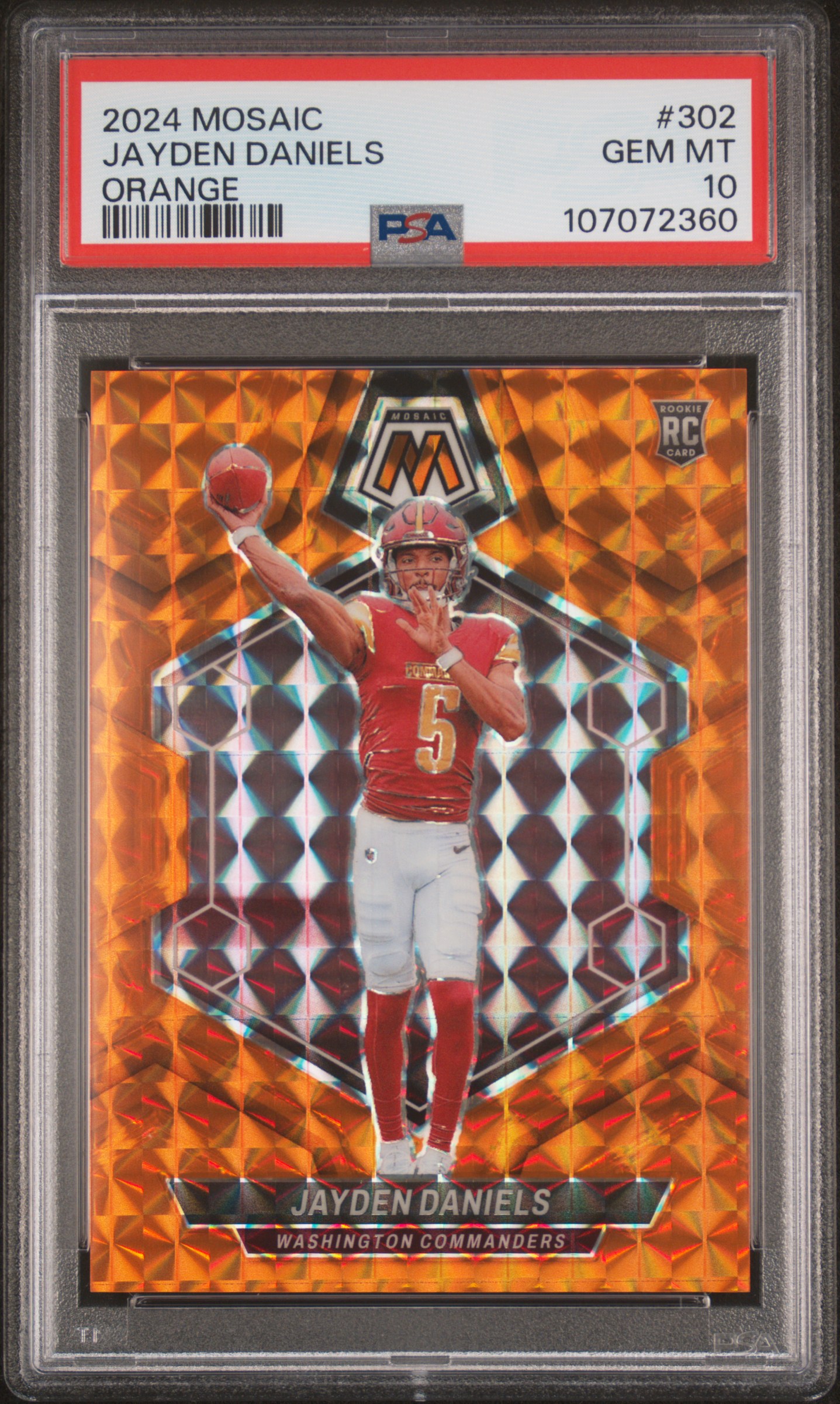 2024 Panini Mosaic Jayden Daniels #302 (Orange) Gem Mt 10 front
