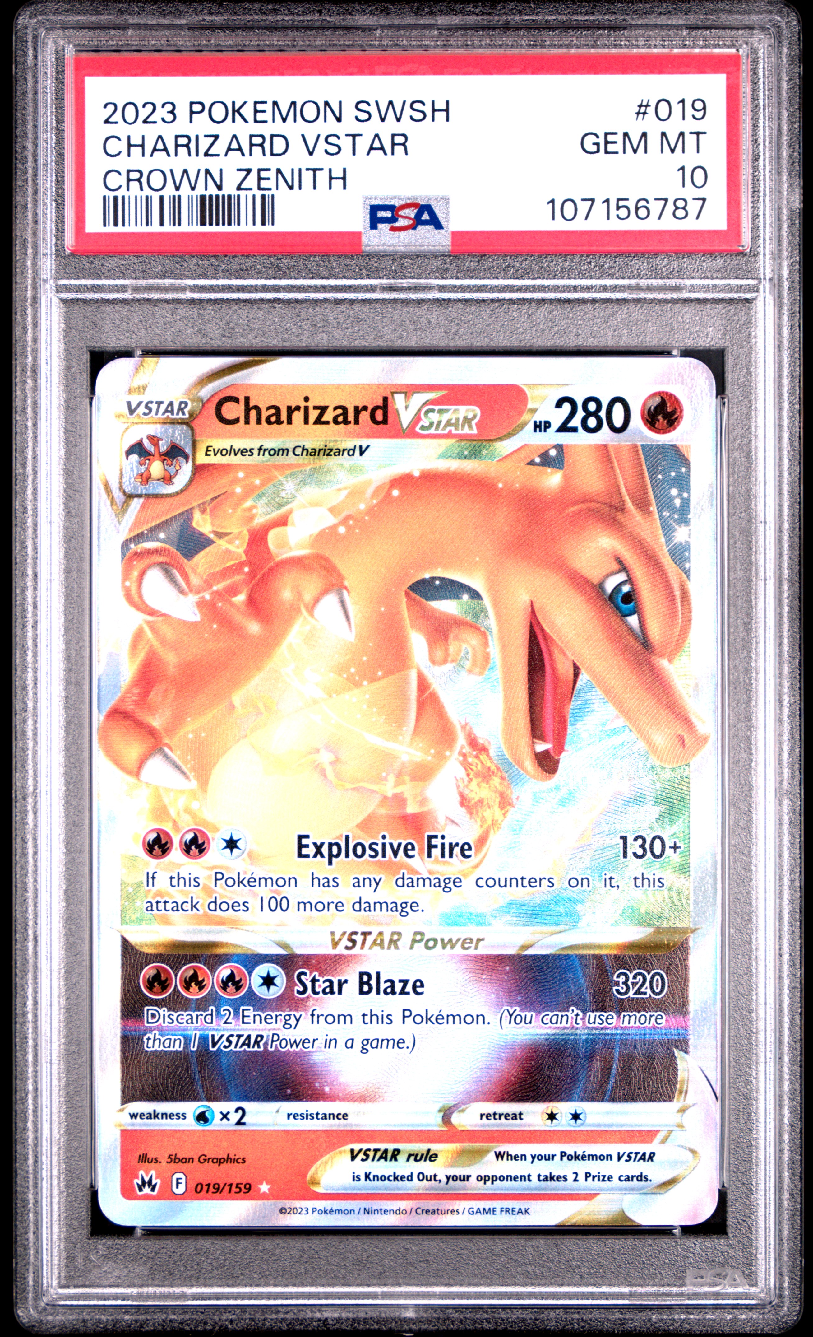 2023 Pokemon Sword And Shield Crown Zenith Charizard Vstar #019 (Crown Zenith) Gem Mt 10 front