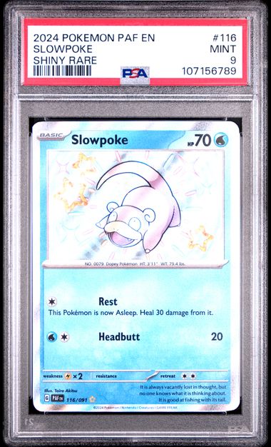 2024 Pokemon Paf En-Paldean Fates Slowpoke #116 (Shiny Rare) Mint 9 front