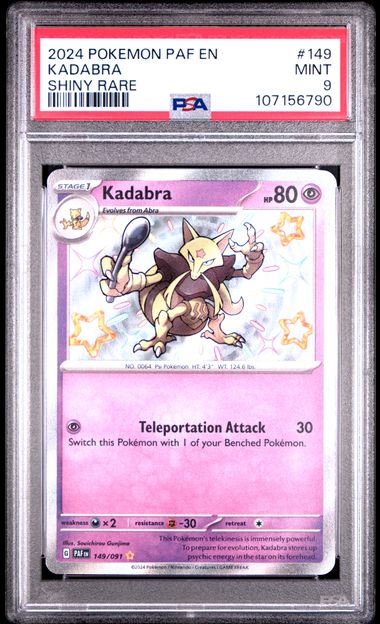 2024 Pokemon Paf En-Paldean Fates Kadabra #149 (Shiny Rare) Mint 9 front