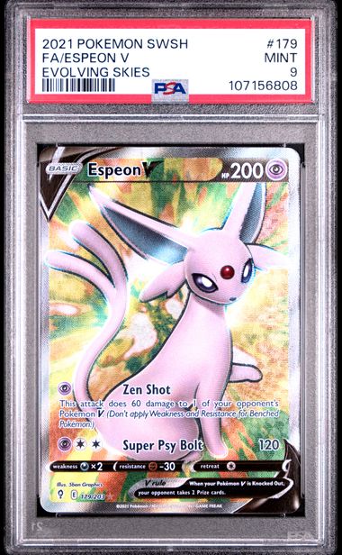 2021 Pokemon Sword & Shield Evolving Skies Fa/Espeon V #179 (Evolving Skies) Mint 9 front