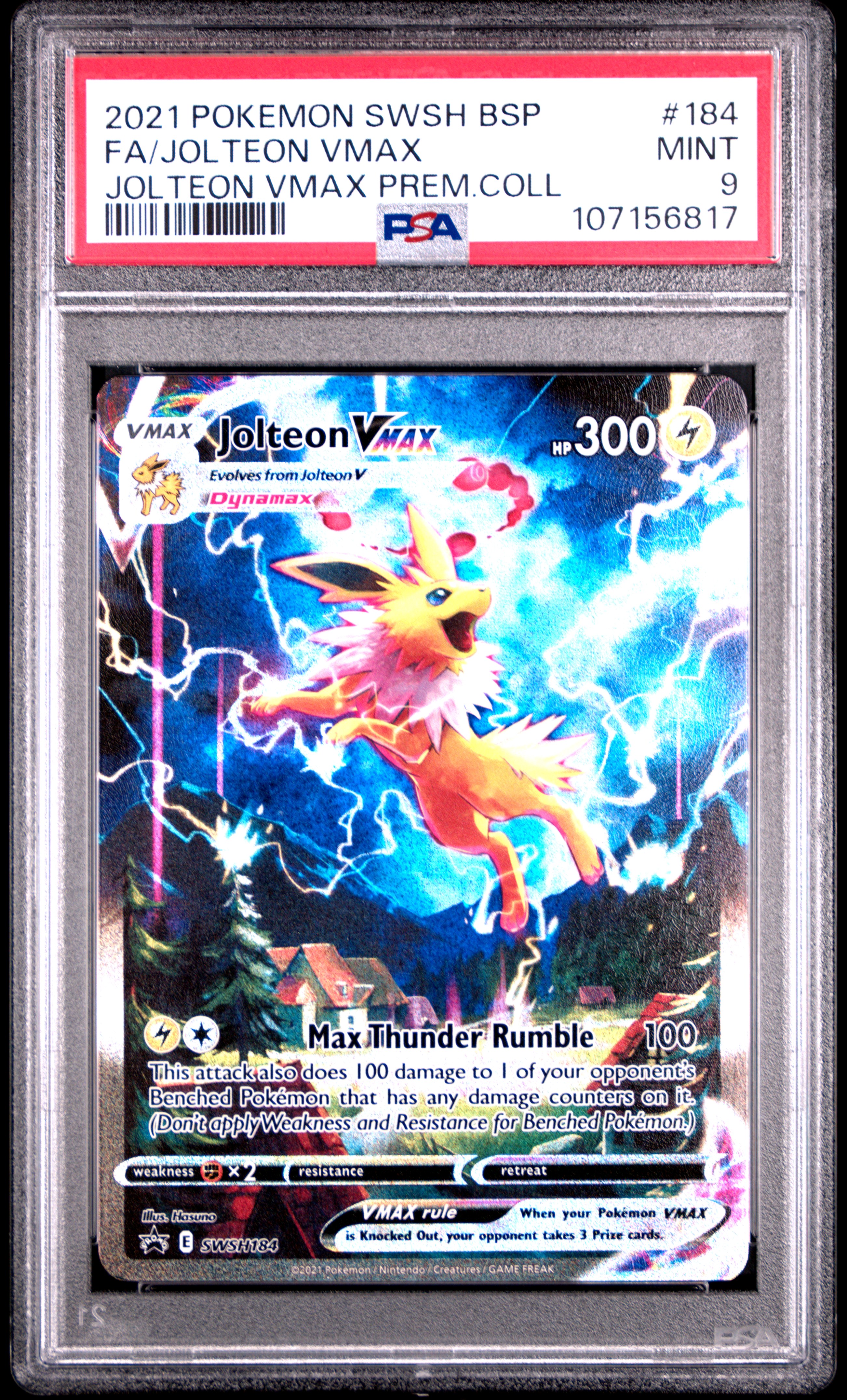 2021 Pokemon Swsh Black Star Promo Fa/Jolteon Vmax #184 (Jolteon Vmax Prem.coll) Mint 9 front