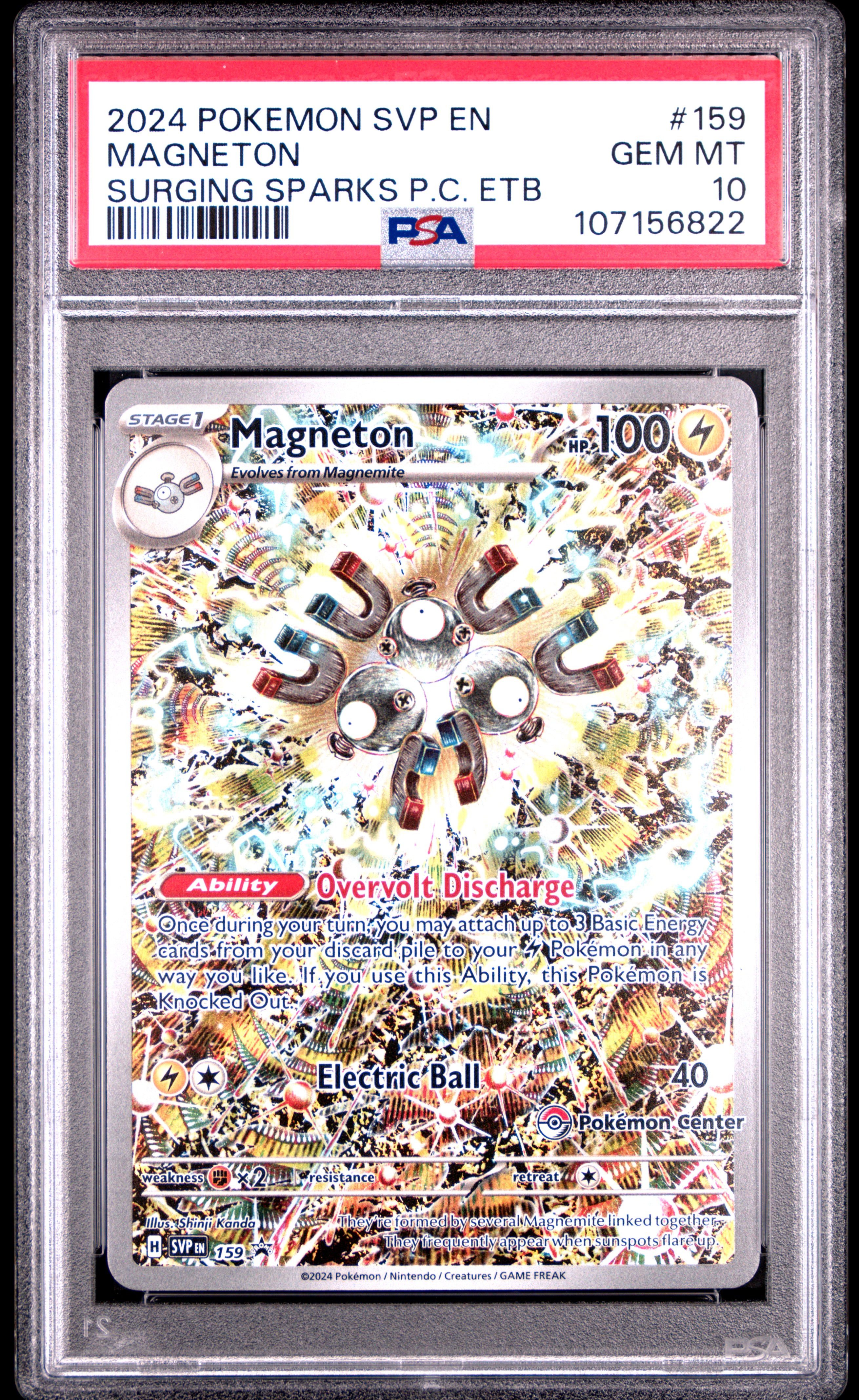 2024 Pokemon Svp En-Sv Black Star Promo Magneton #159 (Surging Sparks P.c. Etb) Gem Mt 10 front