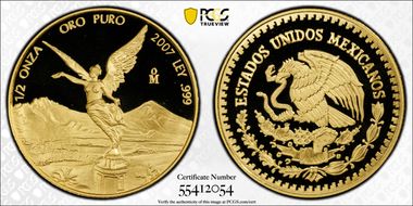 2007-Mo 1/2 oz Libertad Au PR70DCAM