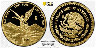 2008-Mo 1/4 oz Libertad Au PR70DCAM