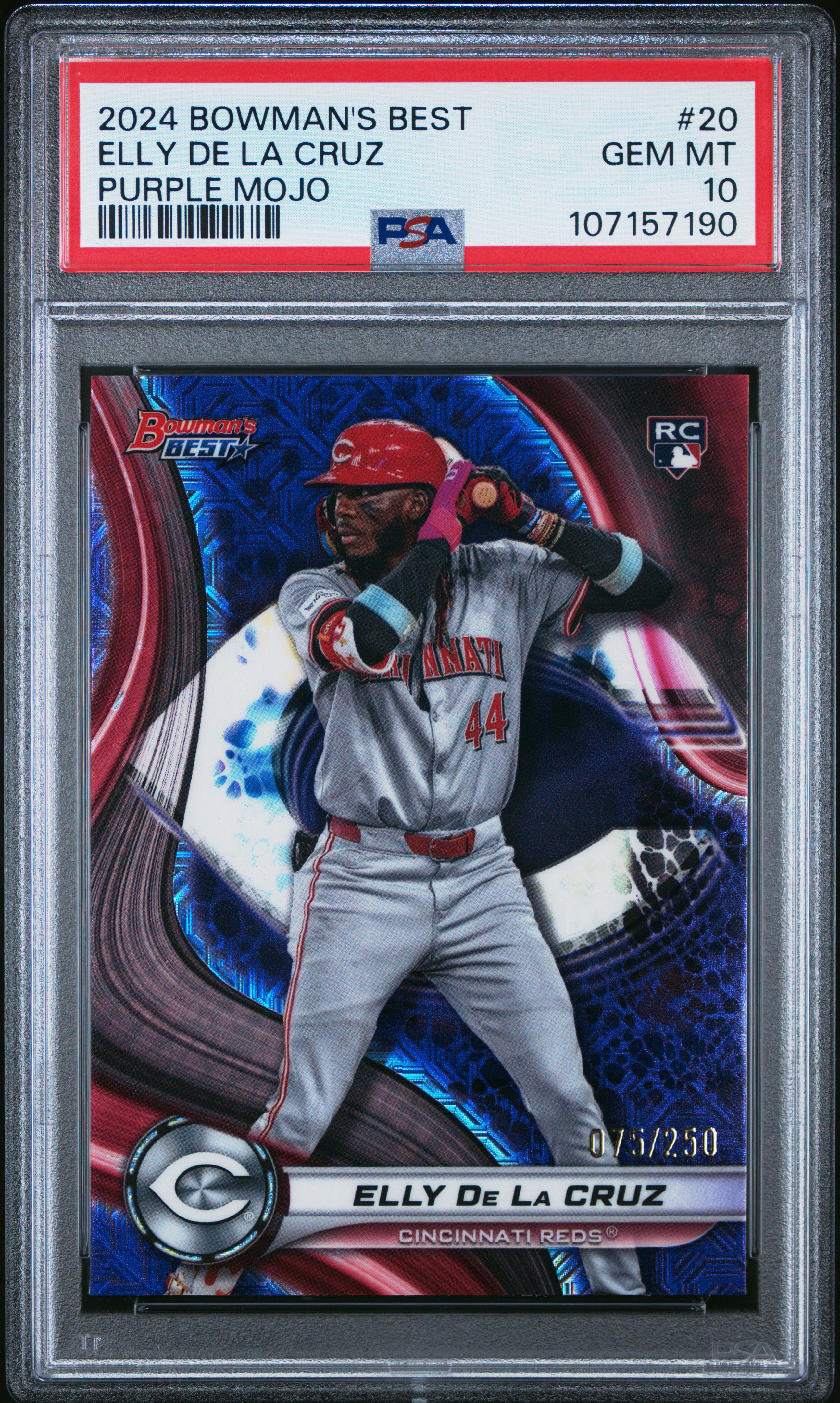 2024 Bowman's Best Elly De La Cruz #20 (Purple Mojo) Gem Mt 10 front