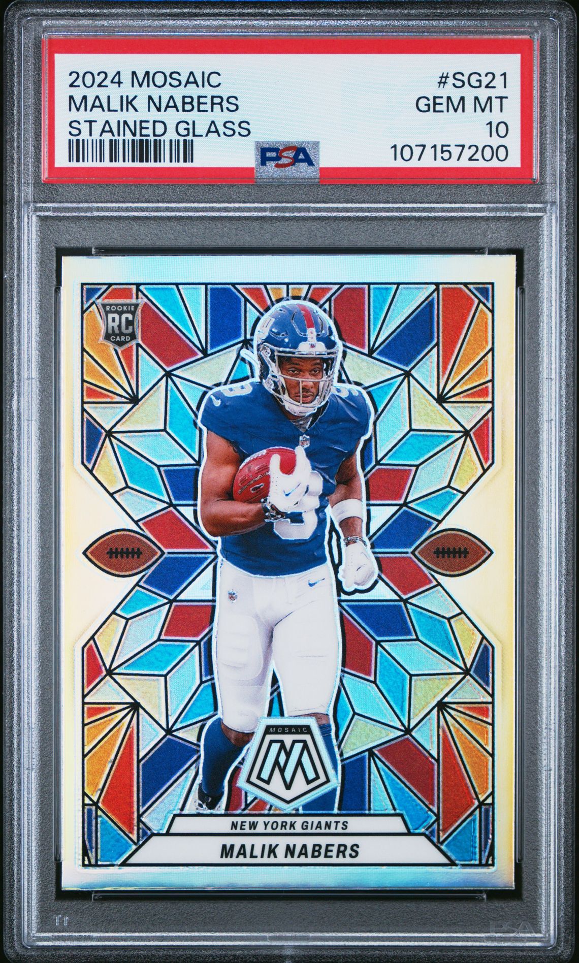 2024 Panini Mosaic Stained Glass Malik Nabers #Sg21 Gem Mt 10 front