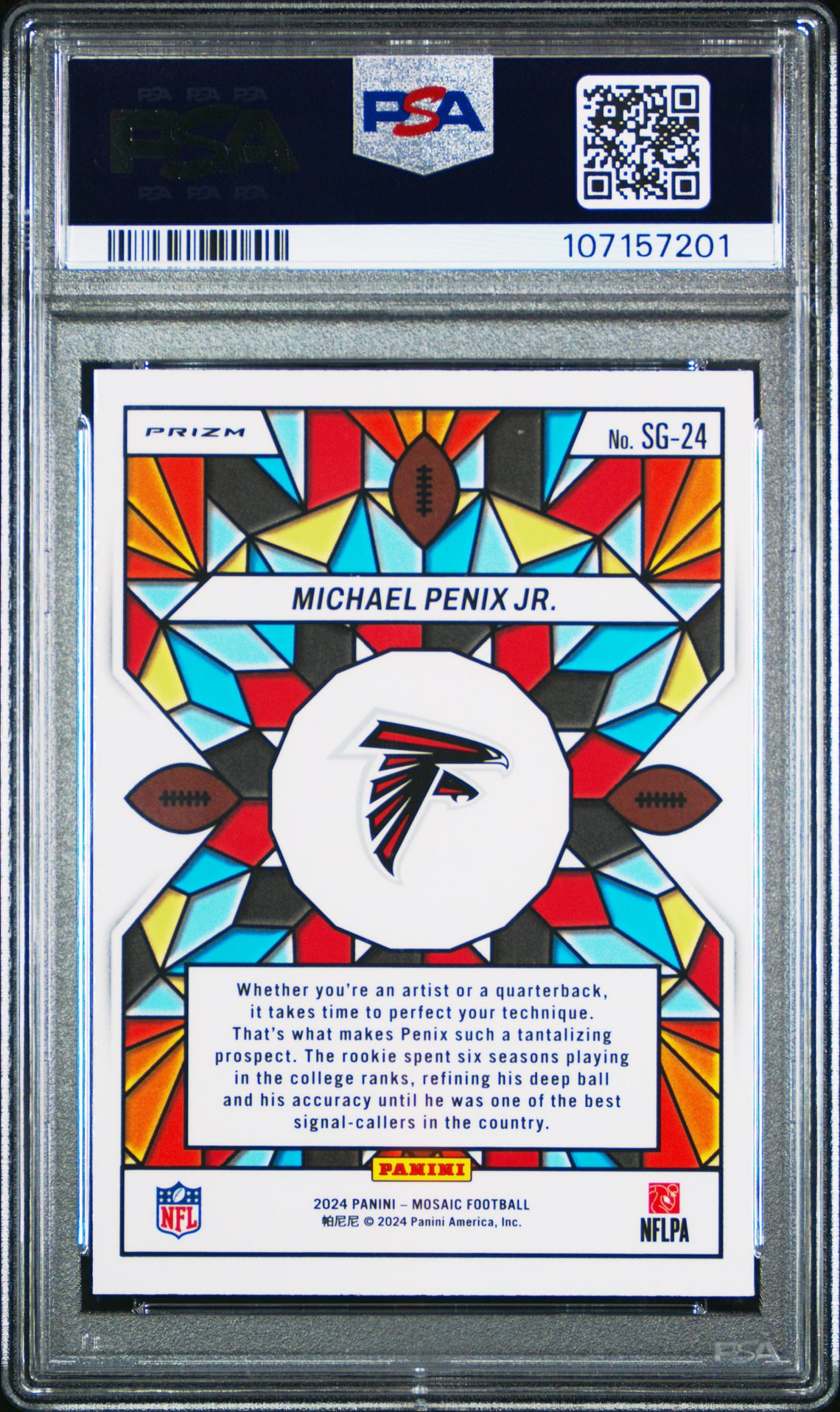 2024 Panini Mosaic Stained Glass Michael Penix Jr. #Sg24 Gem Mt 10 back