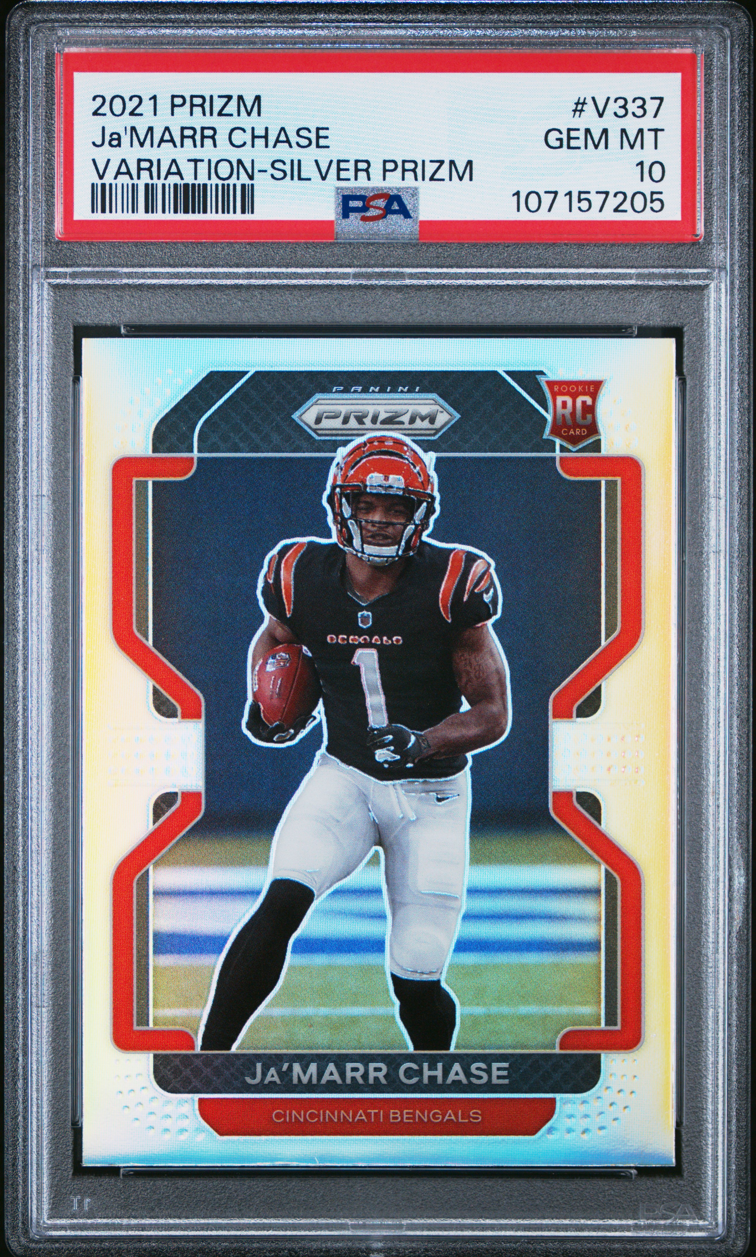 2021 Panini Prizm Ja'marr Chase #V337 (Variation-Silver Prizm) Gem Mt 10 front