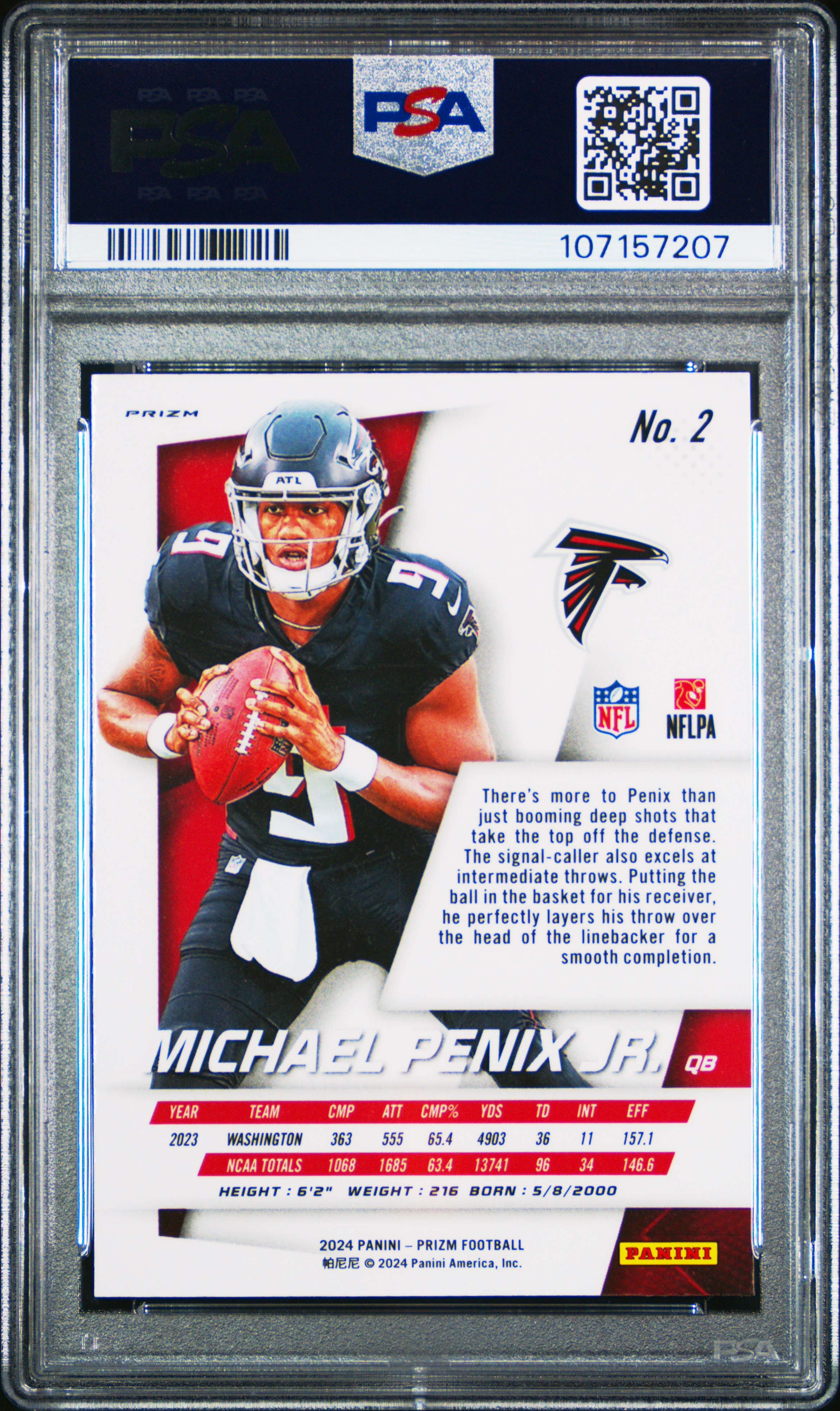 2024 Panini Prizm Prizm Flashback Rookie Michael Penix Jr. #2 Gem Mt 10 back