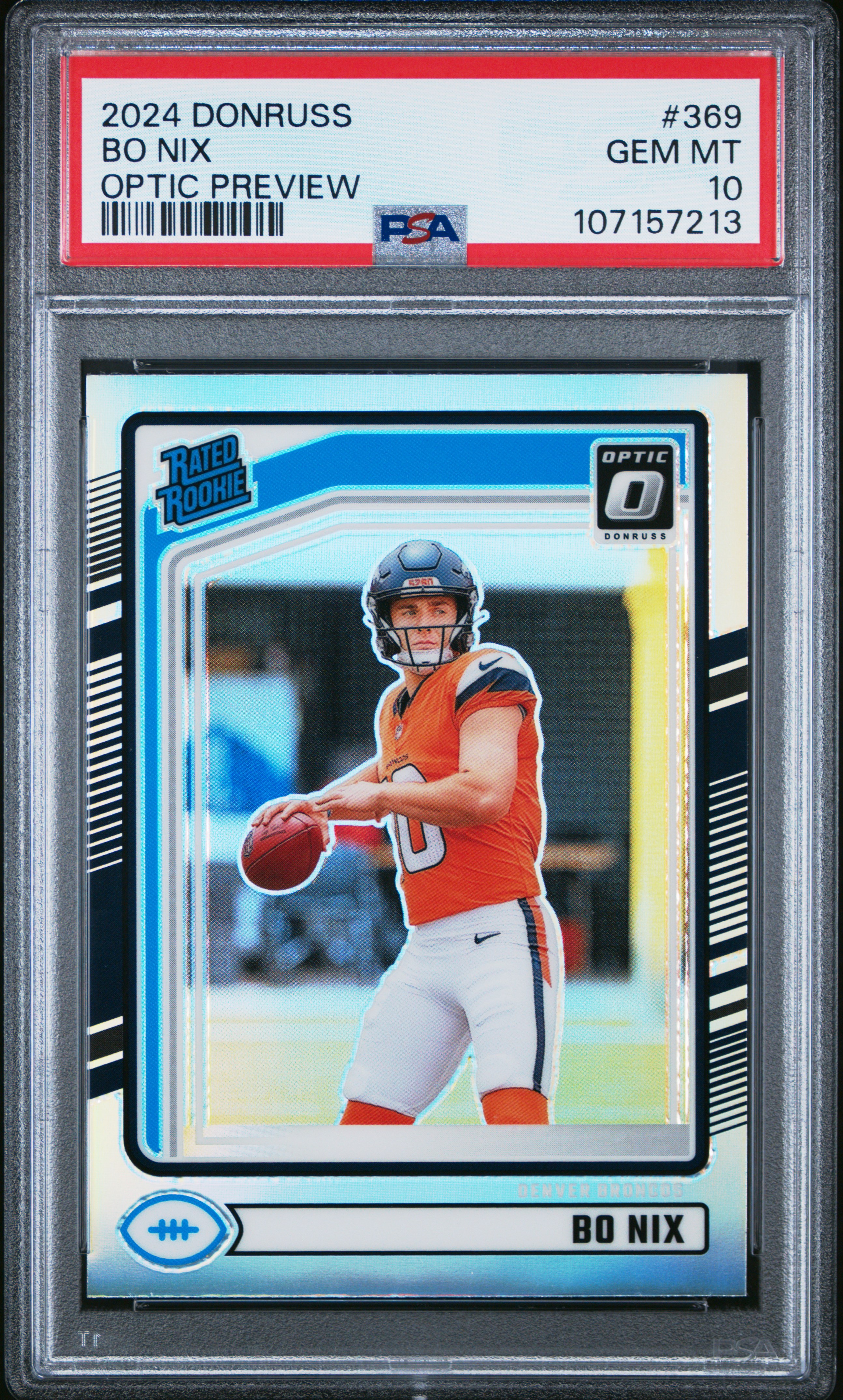 2024 Panini Donruss Bo Nix #369 (Optic Preview) Gem Mt 10 front