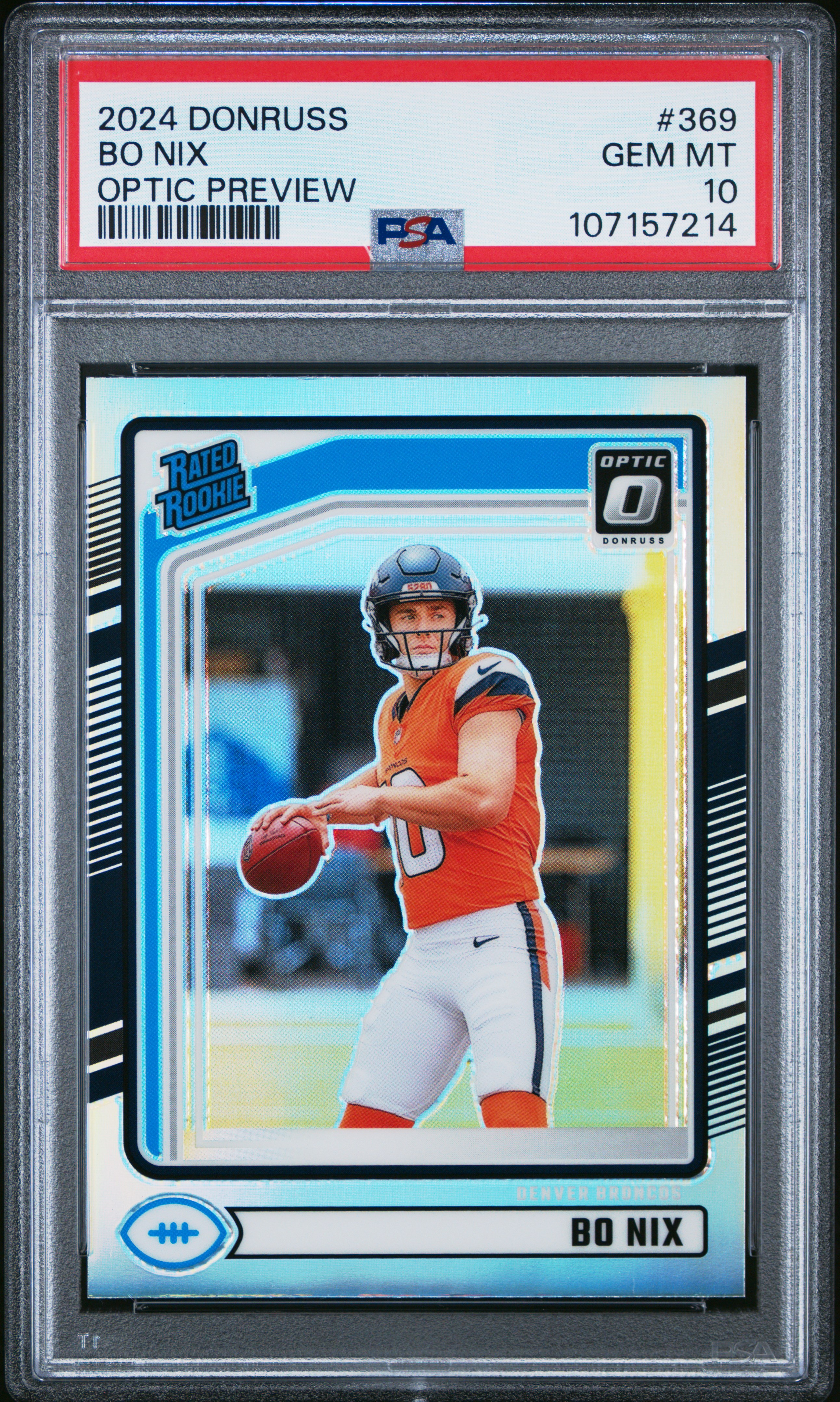 2024 Panini Donruss Bo Nix #369 (Optic Preview) Gem Mt 10 front