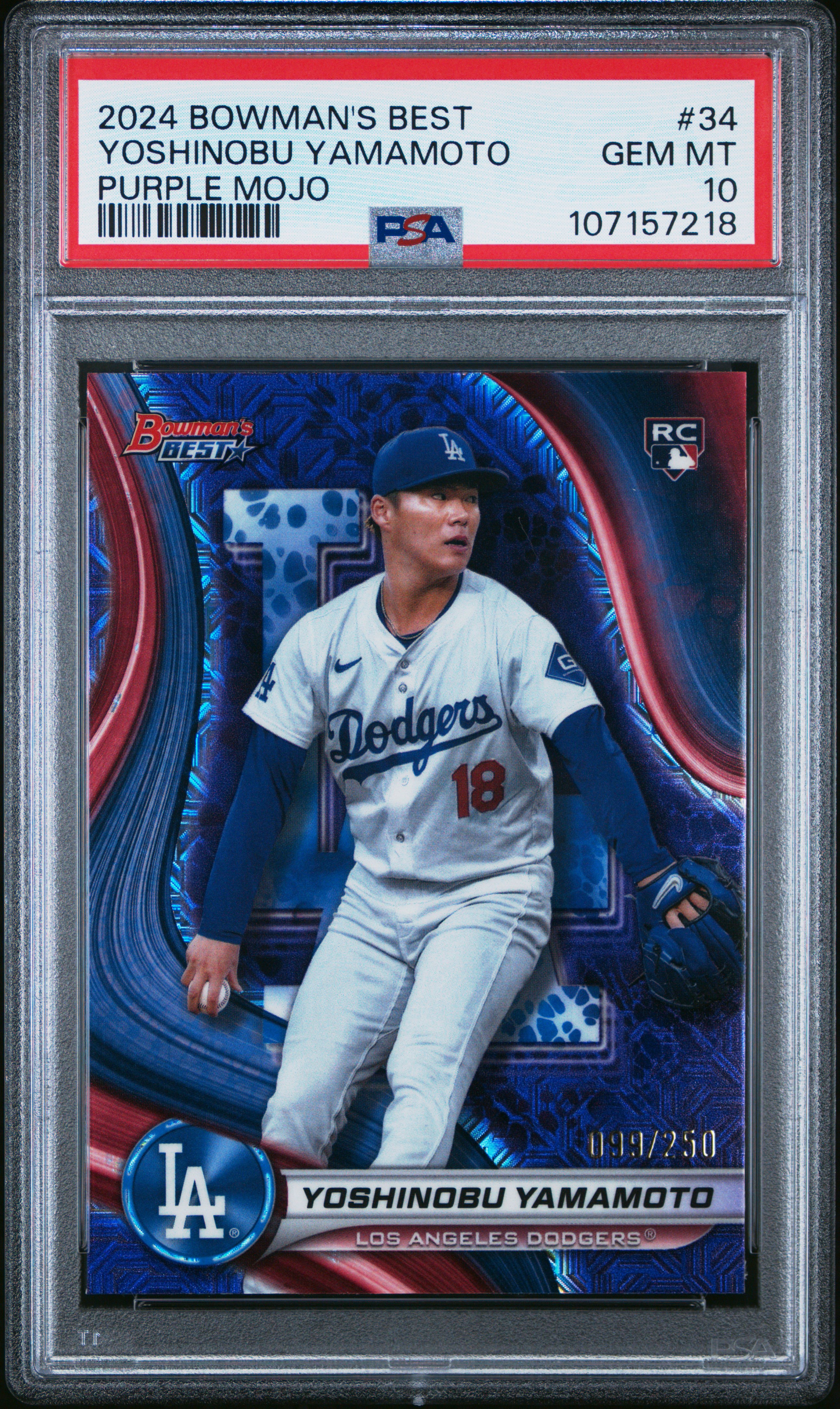 2024 Bowman's Best Yoshinobu Yamamoto #34 (Purple Mojo) Gem Mt 10 front