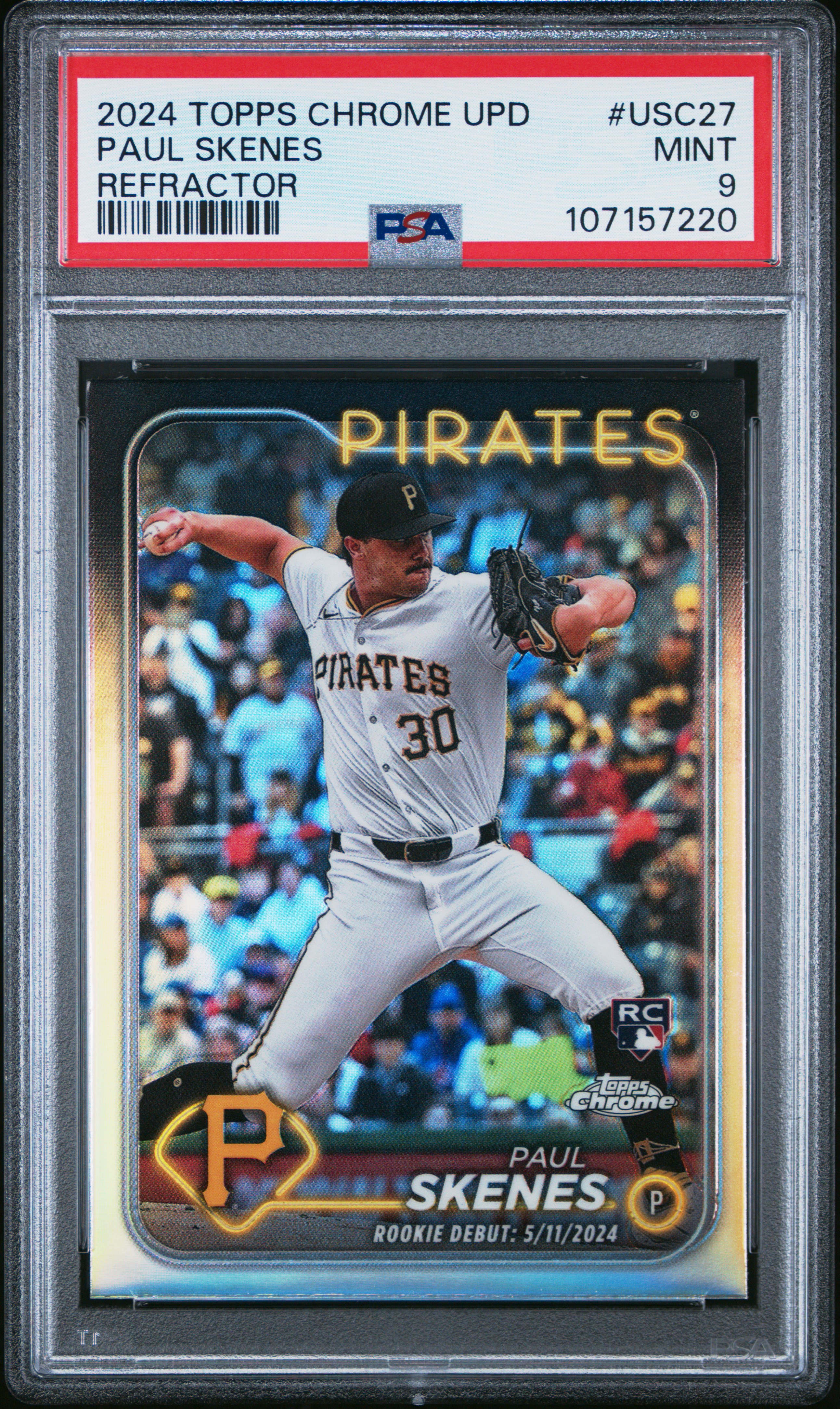 2024 Topps Chrome Update Paul Skenes #Usc27 (Refractor) Mint 9 front