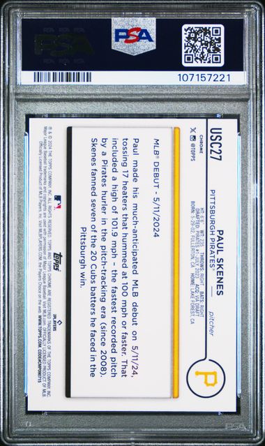 2024 Topps Chrome Update Paul Skenes #Usc27 Nm-Mt 8 back