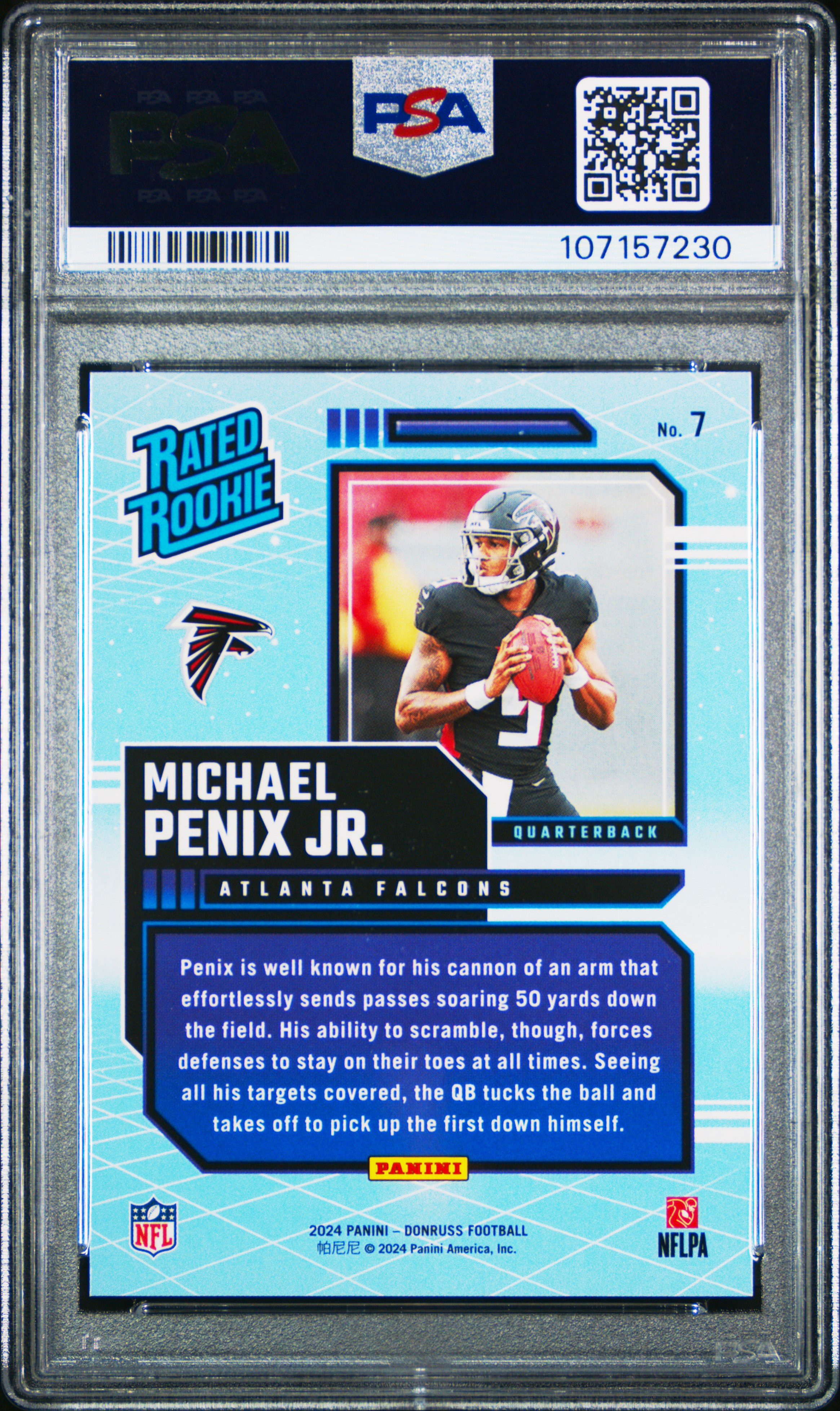 2024 Panini Donruss Rated Rookies Retro Michael Penix Jr. #7 Gem Mt 10 back