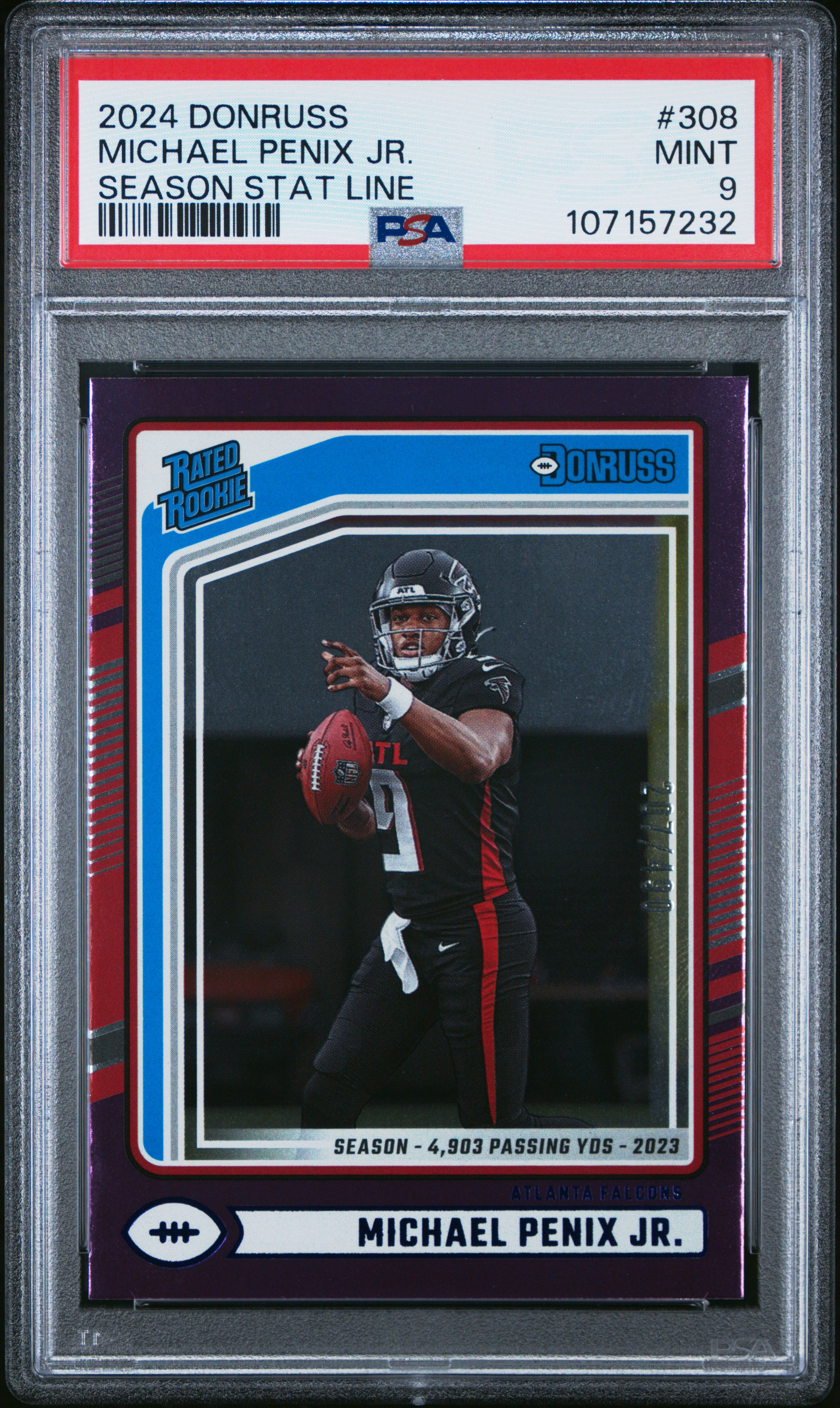 2024 Panini Donruss Michael Penix Jr. #308 (Season Stat Line) Mint 9 front