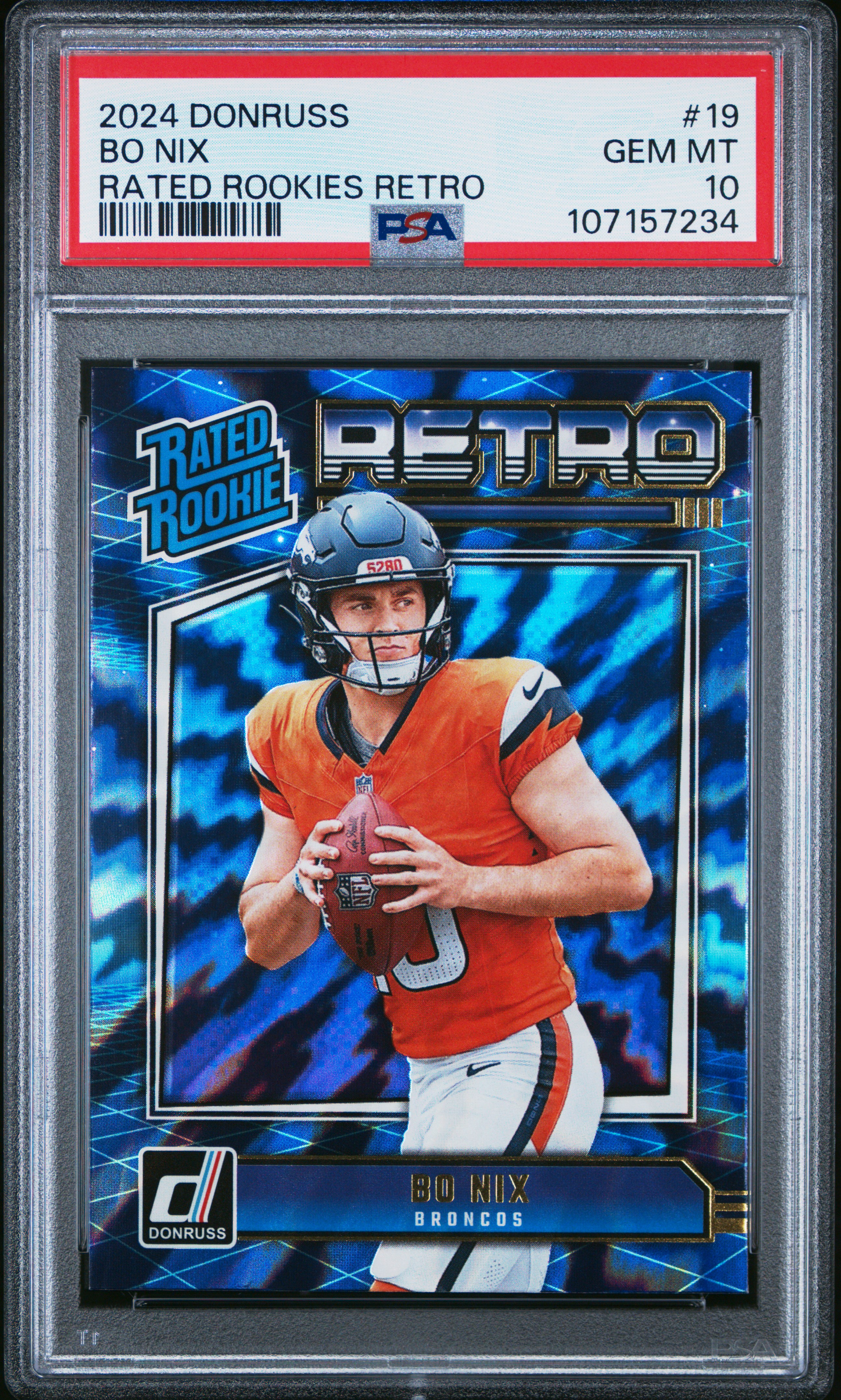 2024 Panini Donruss Rated Rookies Retro Bo Nix #19 Gem Mt 10 front