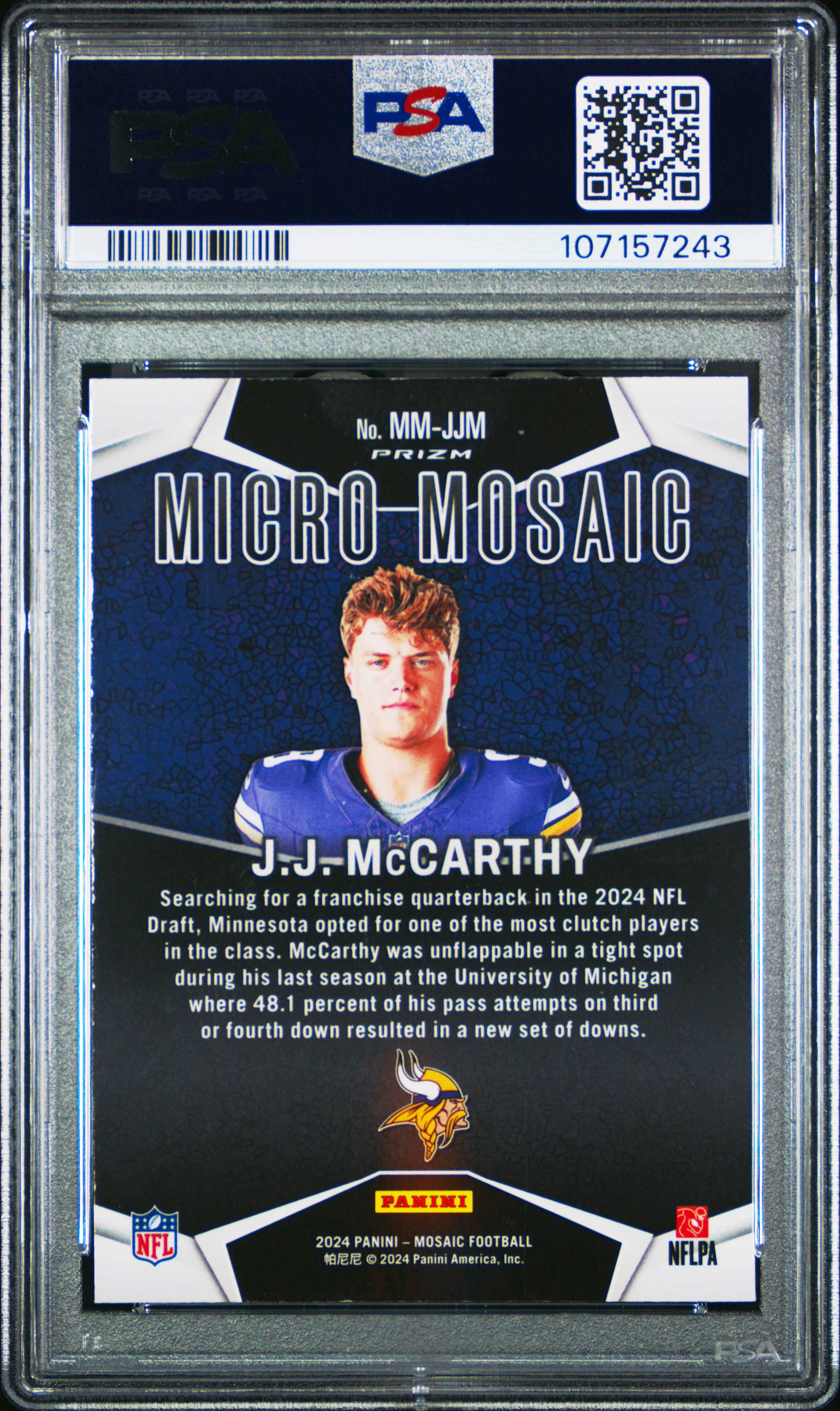 2024 Panini Mosaic Micro Mosaic Jj Mccarthy #Mmjjm Mint 9 back