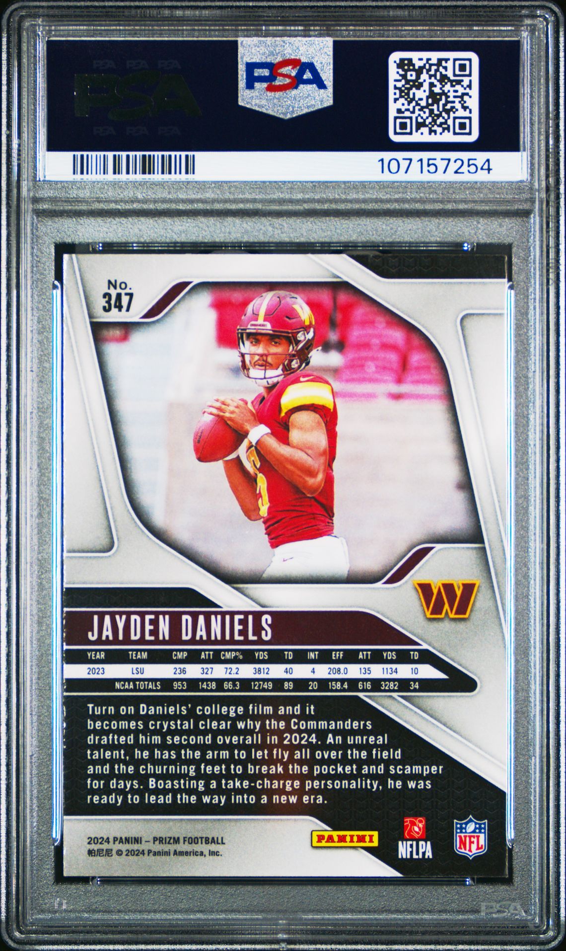 2024 Panini Prizm Jayden Daniels #347 Mint 9 back