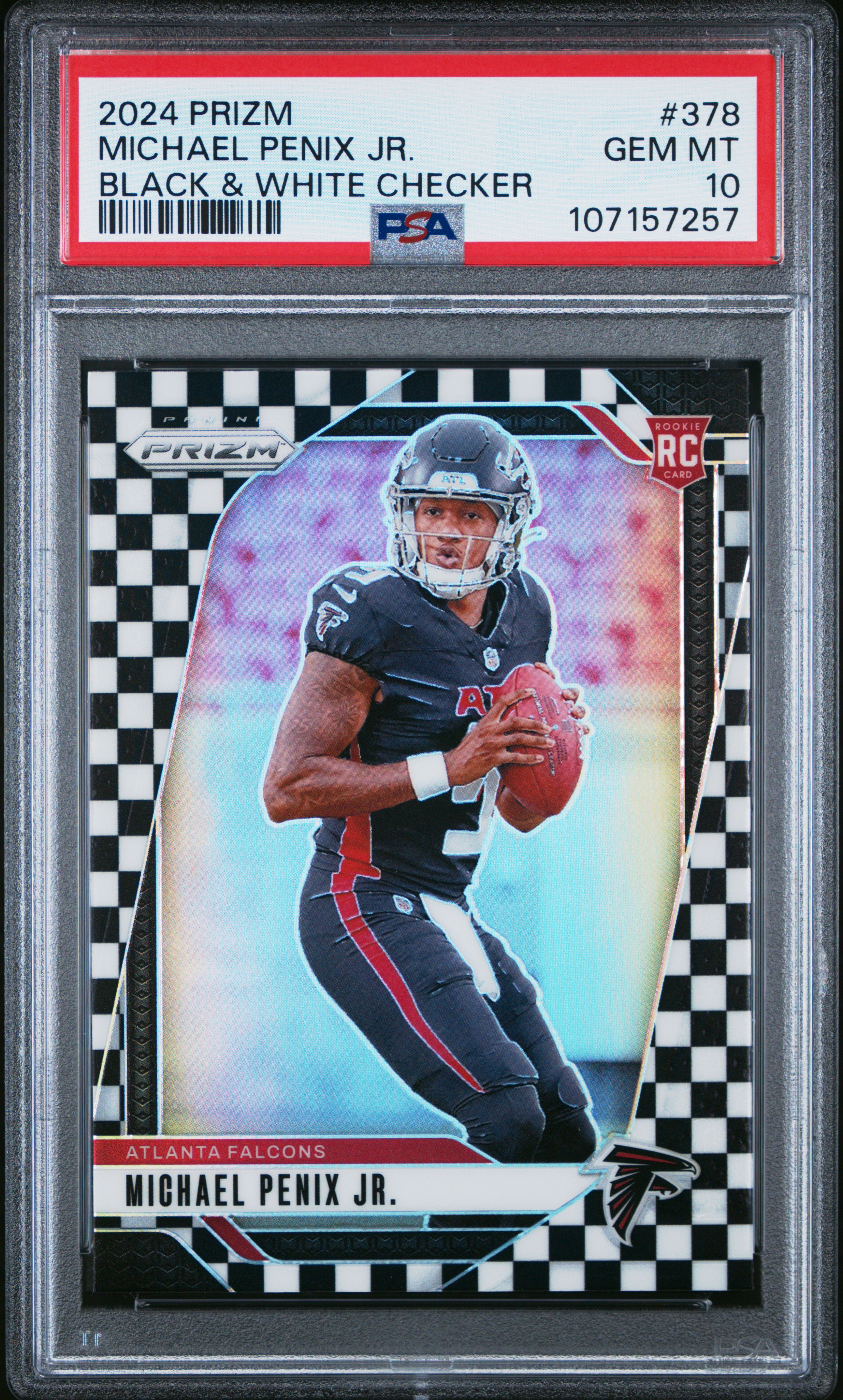 2024 Panini Prizm Michael Penix Jr. #378 (Black & White Checker) Gem Mt 10 front