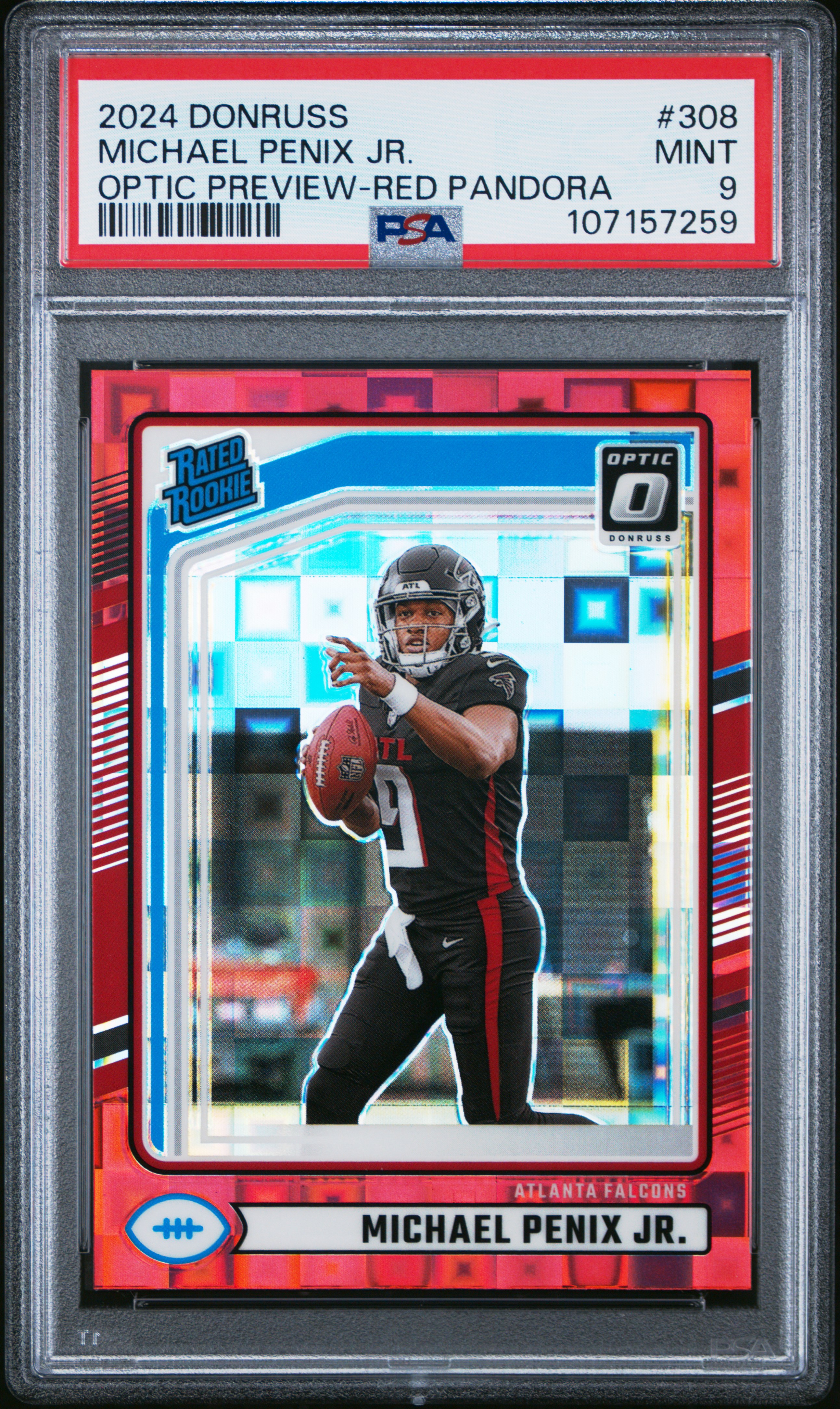 2024 Panini Donruss Michael Penix Jr. #308 (Optic Preview-Red Pandora) Mint 9 front