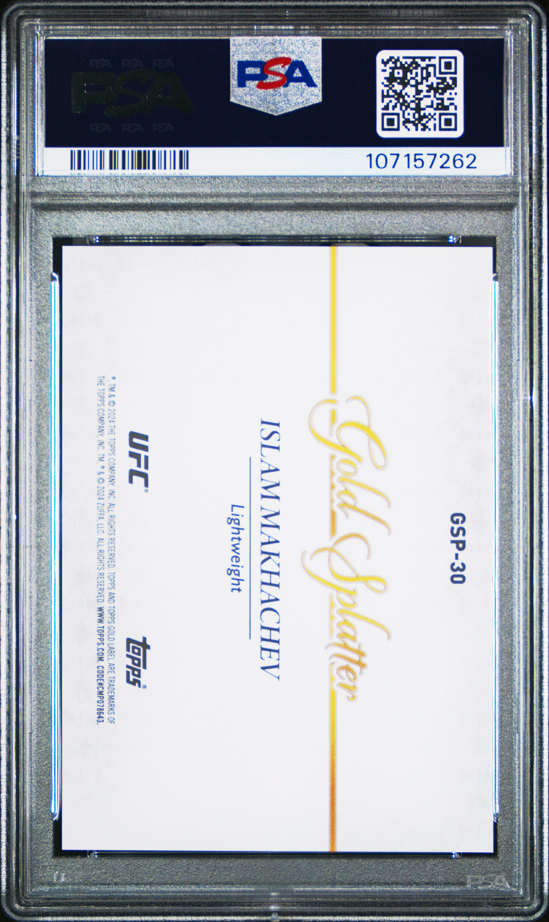 2024 Topps Gold Label Ufc Gold Splatter Islam Makhachev #30 Mint 9 back