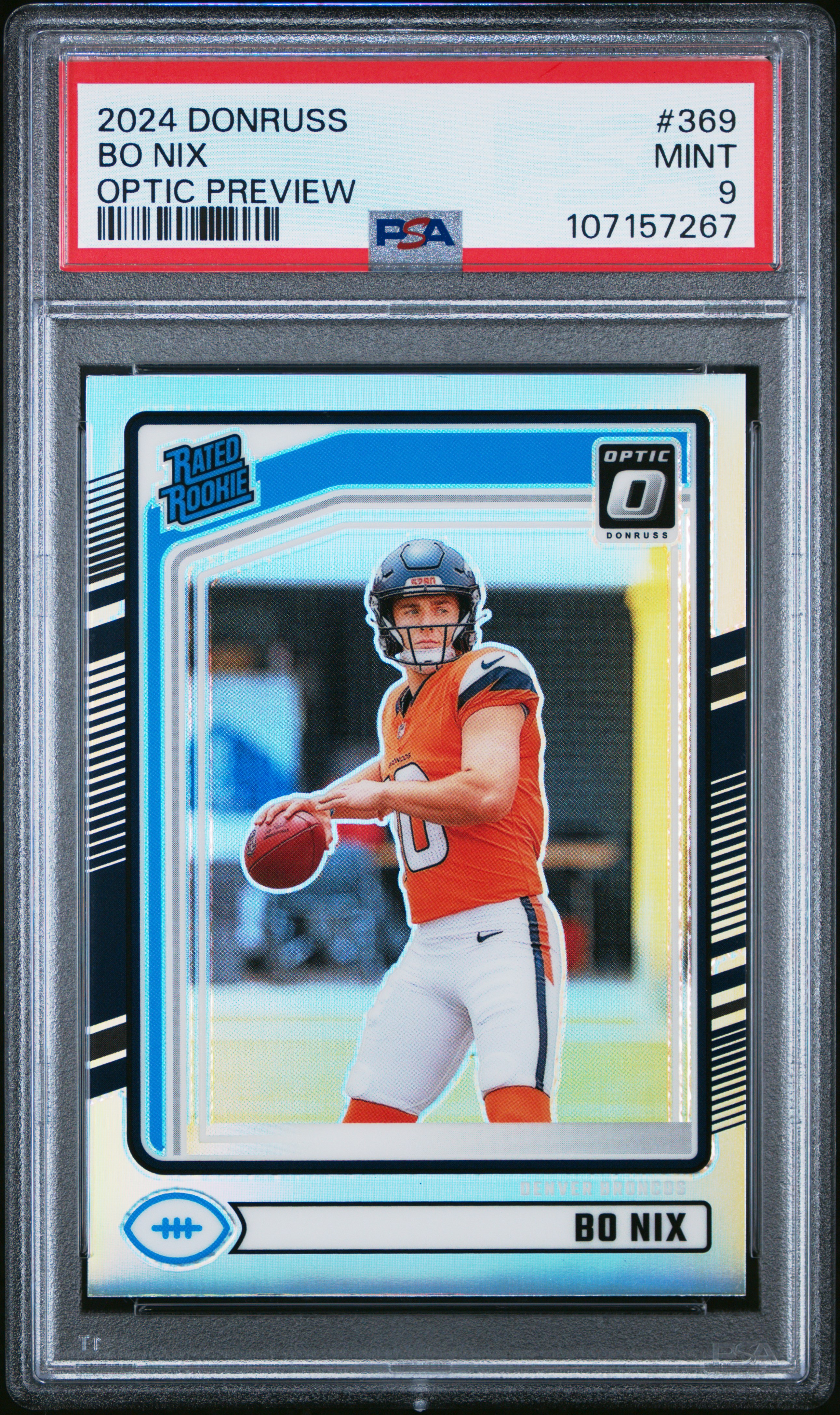 2024 Panini Donruss Bo Nix #369 (Optic Preview) Mint 9 front