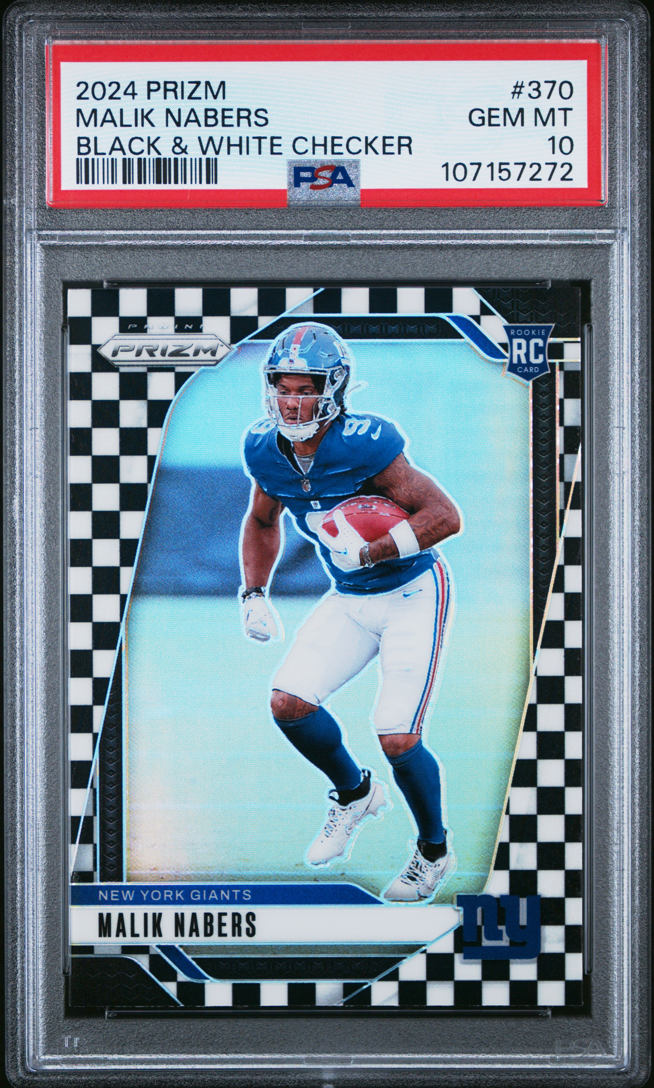 2024 Panini Prizm Malik Nabers #370 (Black & White Checker) Gem Mt 10 front