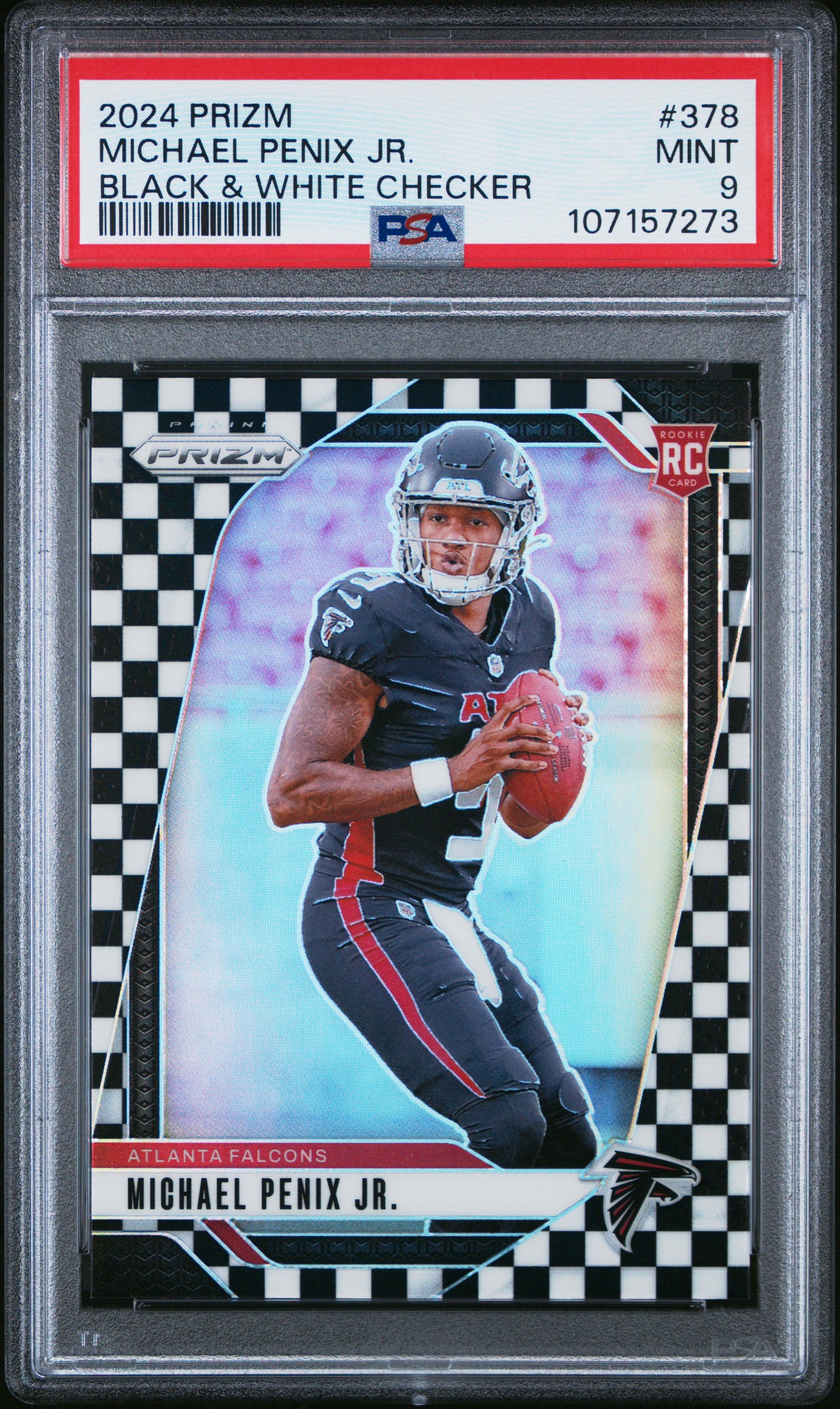 2024 Panini Prizm Michael Penix Jr. #378 (Black & White Checker) Mint 9 front