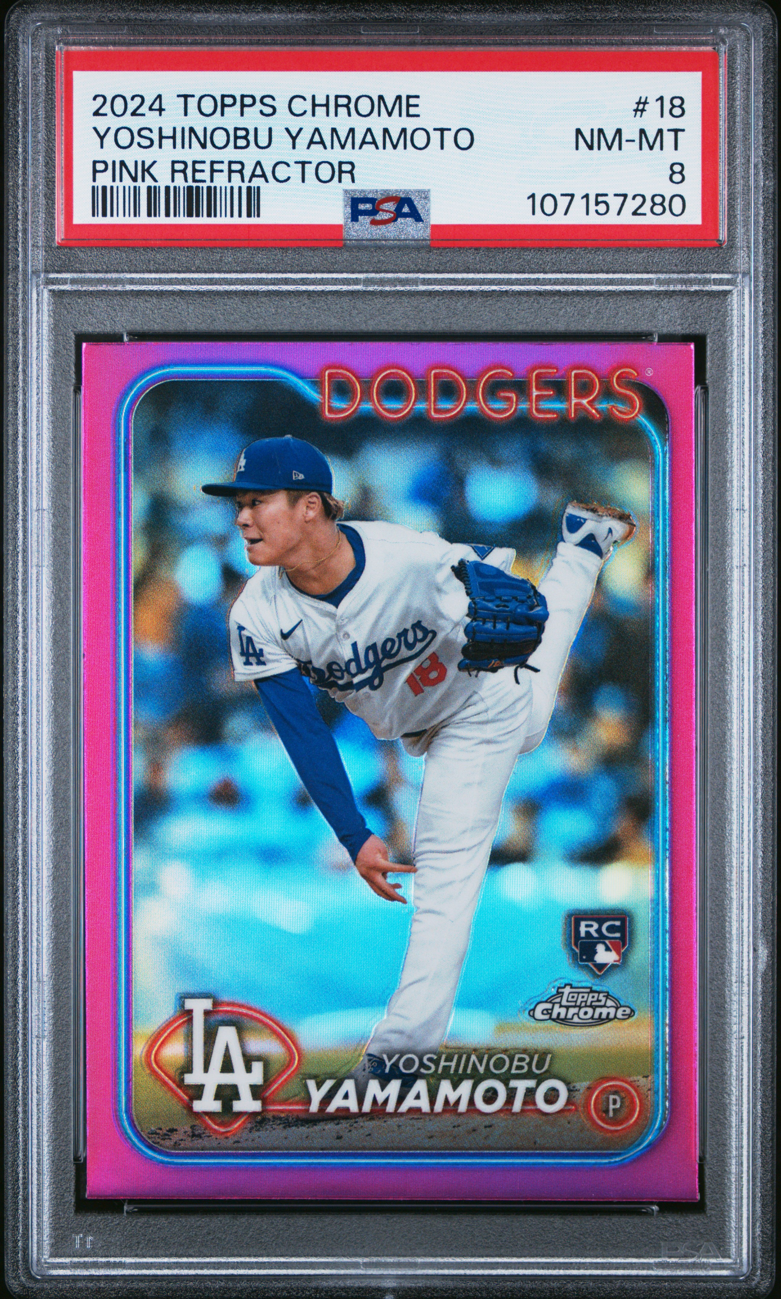 2024 Topps Chrome Yoshinobu Yamamoto #18 (Pink Refractor) Nm-Mt 8 back
