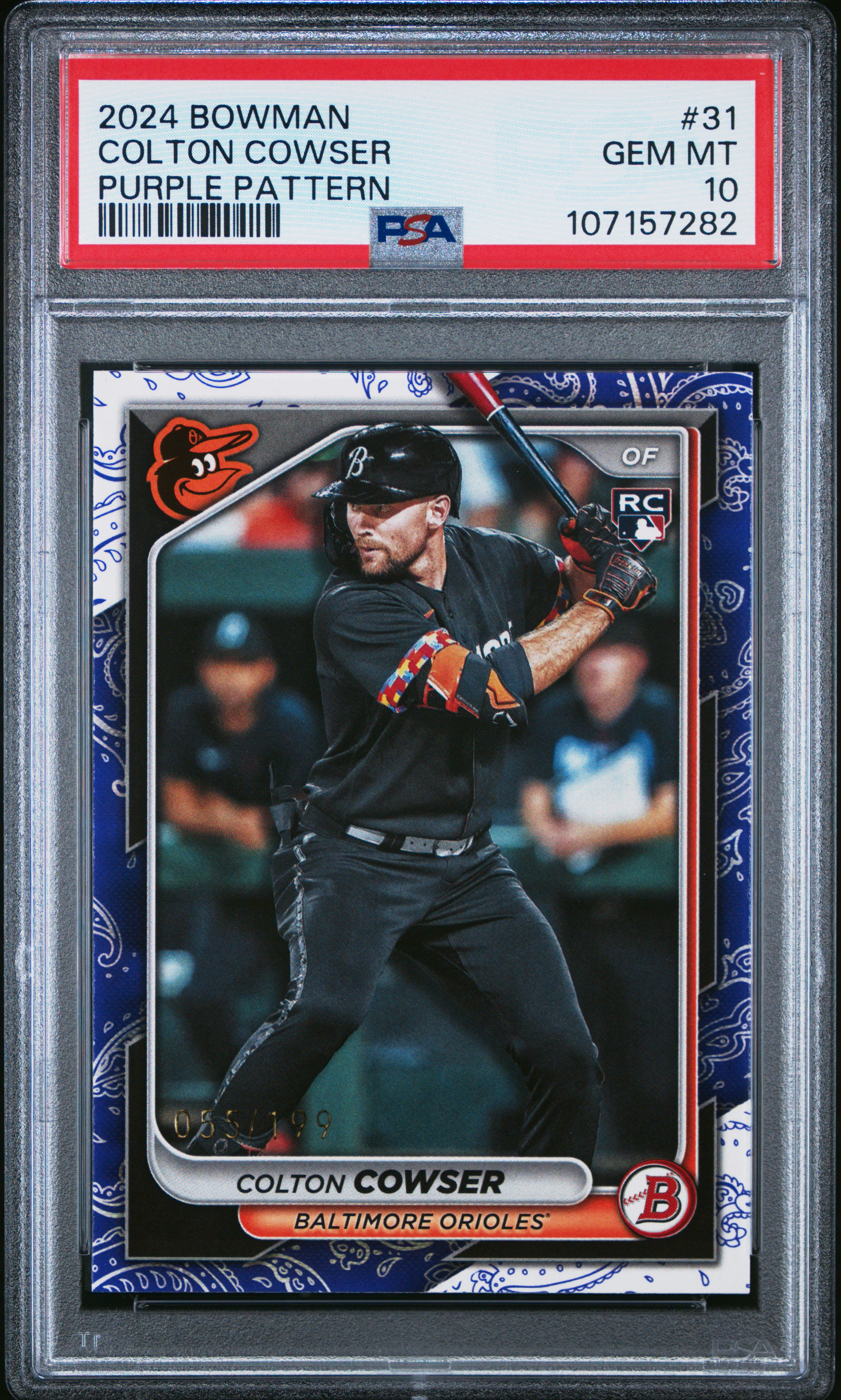 2024 Bowman Colton Cowser #31 (Purple Pattern) Gem Mt 10 back