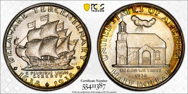 1936 50C Delaware MS68