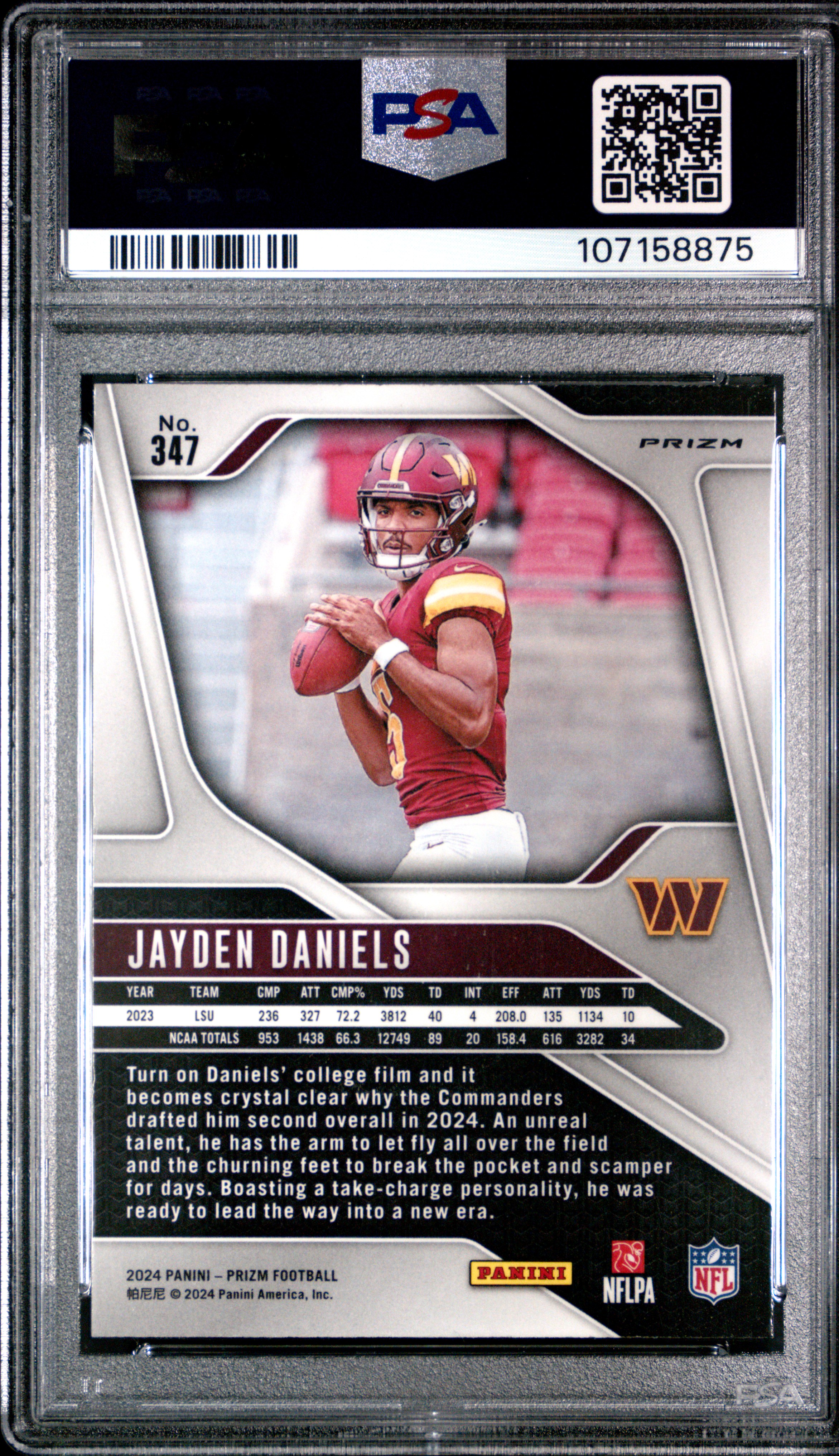 2024 Panini Prizm Jayden Daniels #347 (Green Wave) Mint 9 front