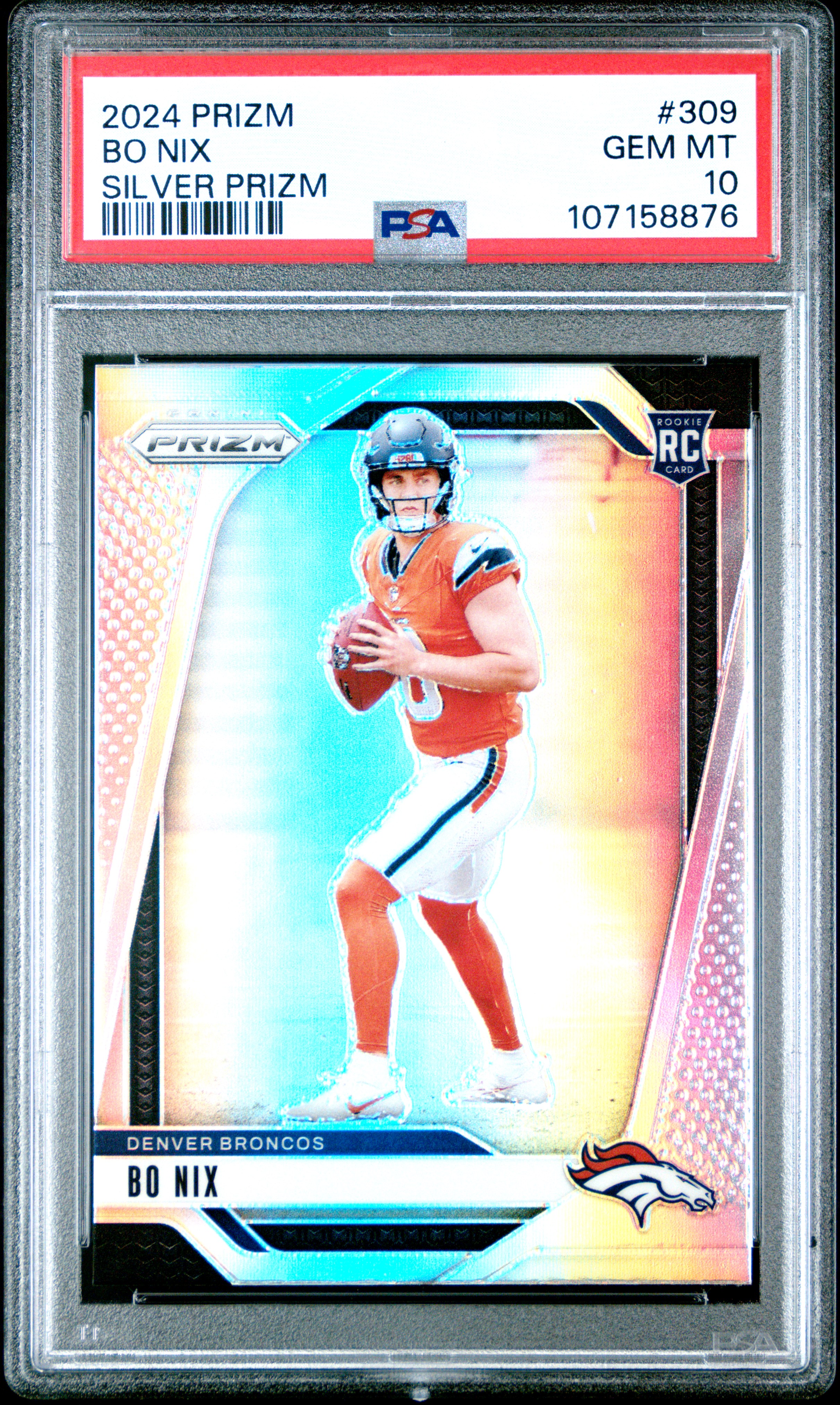 2024 Panini Prizm Bo Nix #309 (Silver Prizm) Gem Mt 10 back