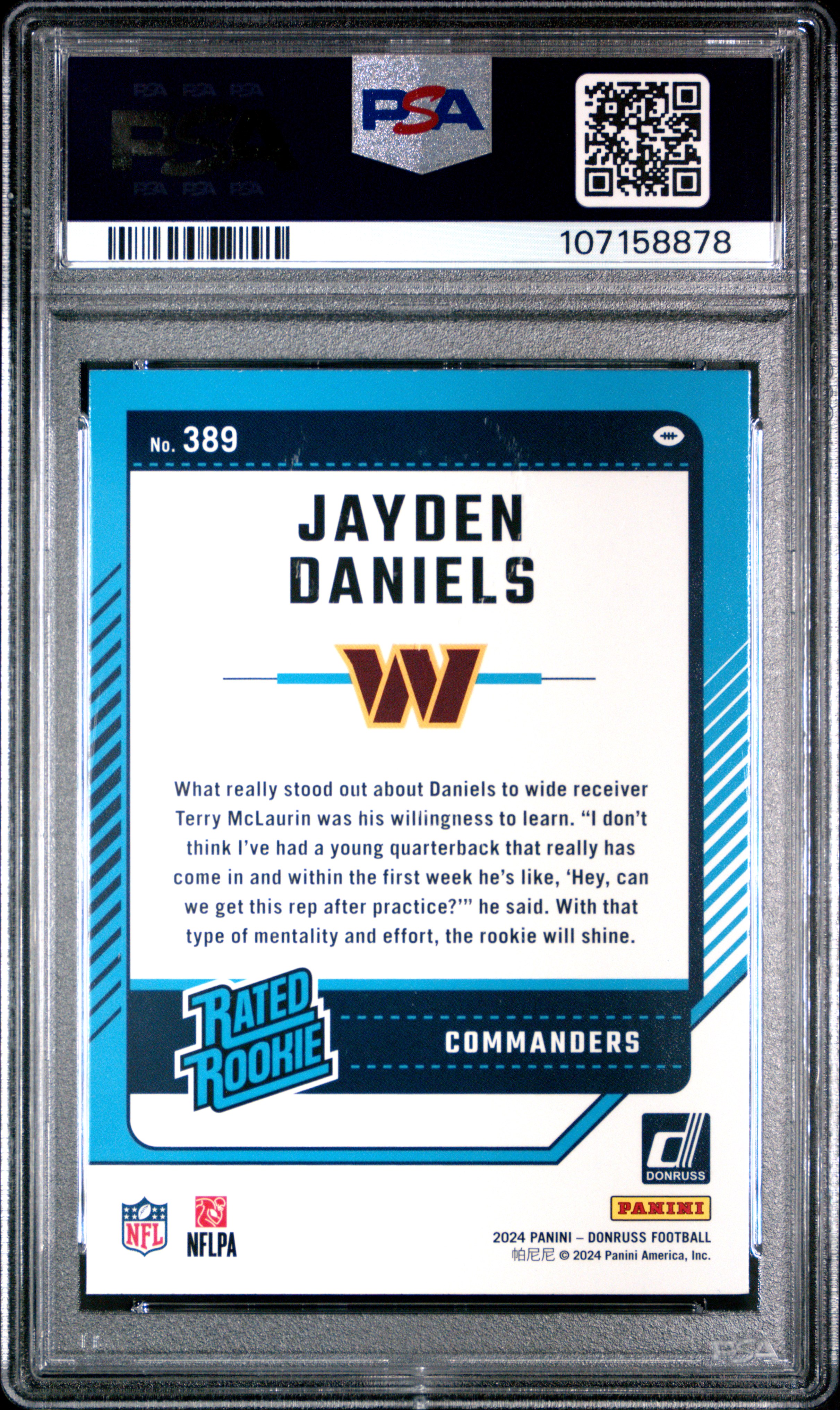 2024 Panini Donruss Jayden Daniels #389 Mint 9 back