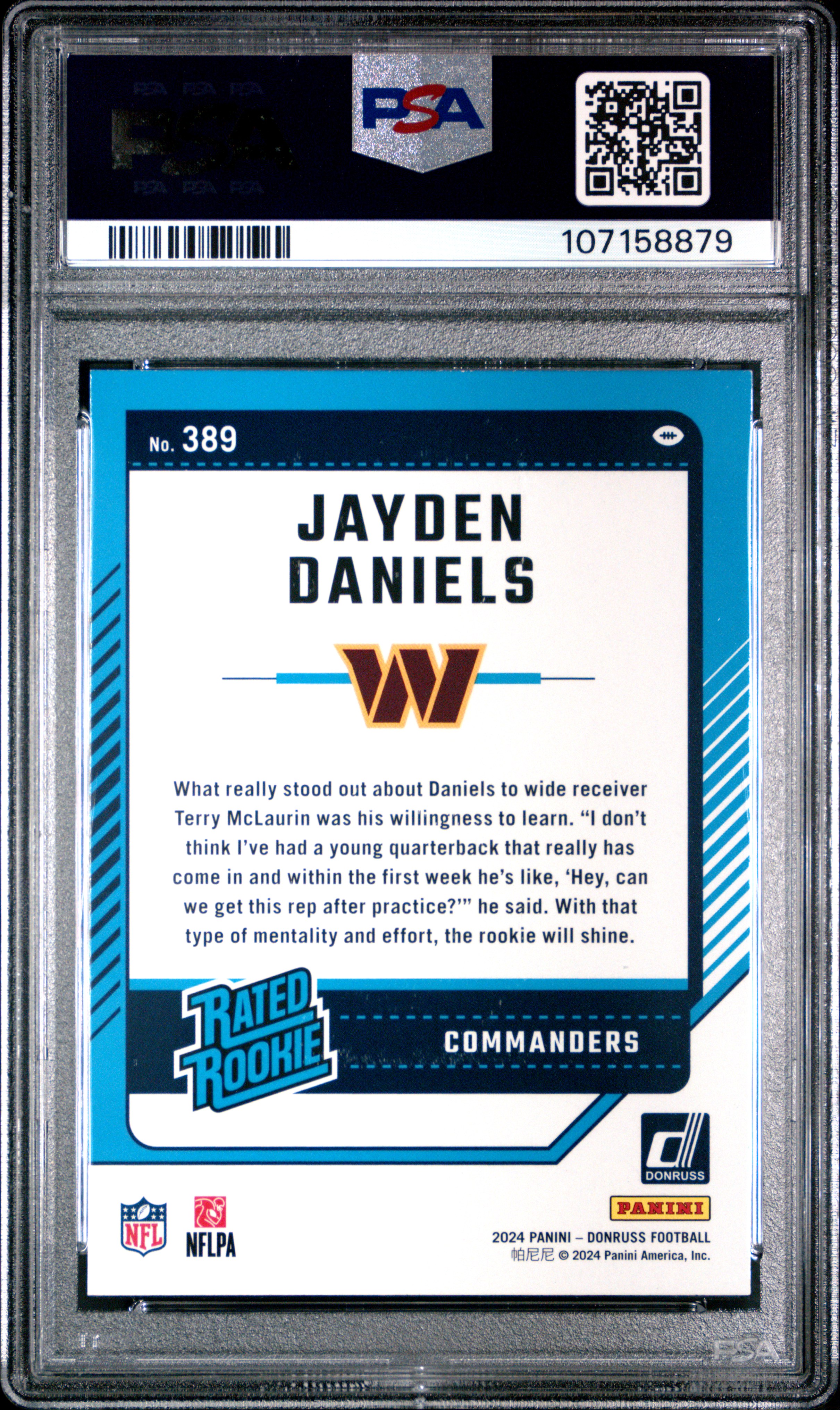 2024 Panini Donruss Jayden Daniels #389 Mint 9 back