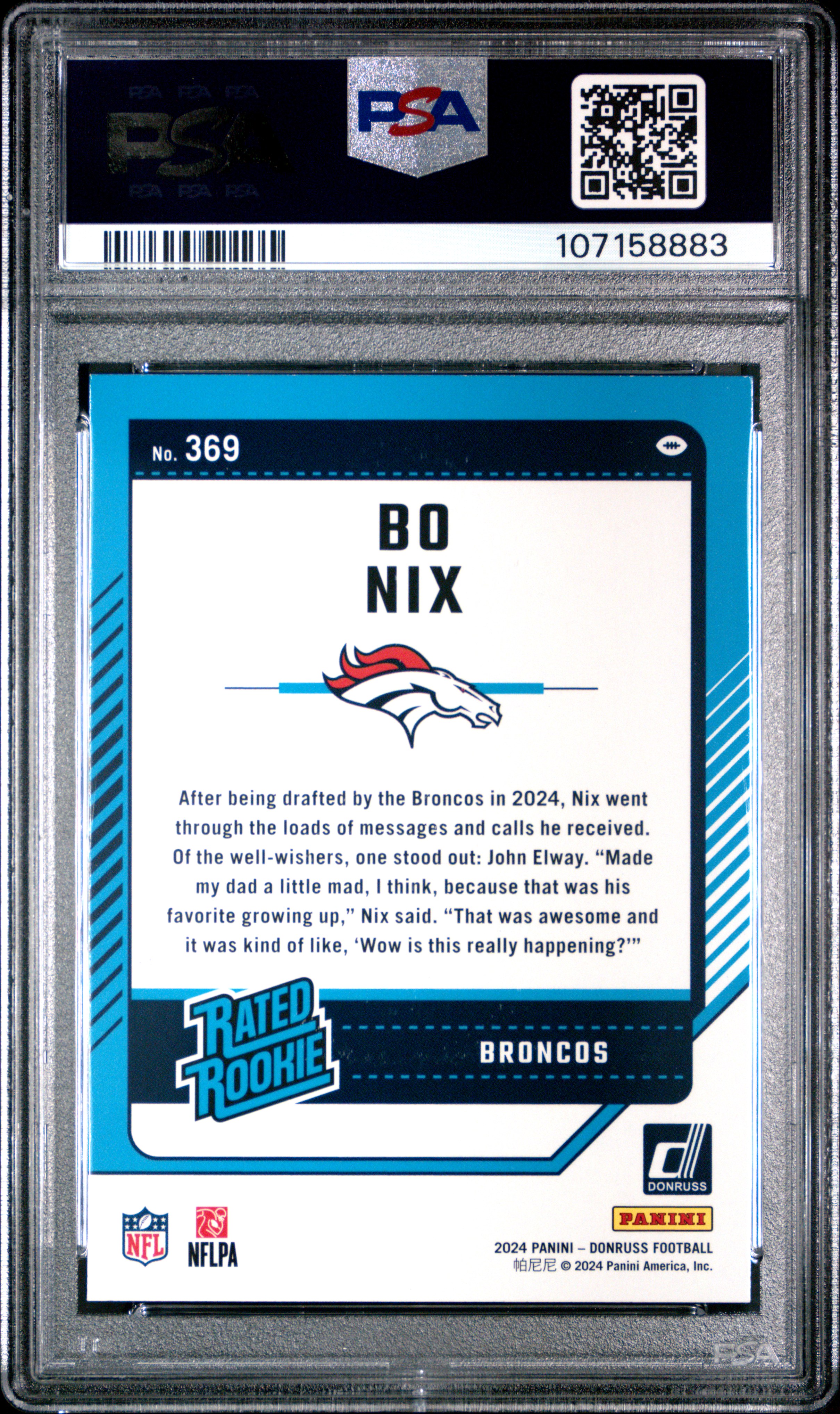 2024 Panini Donruss Bo Nix #369 Mint 9 back
